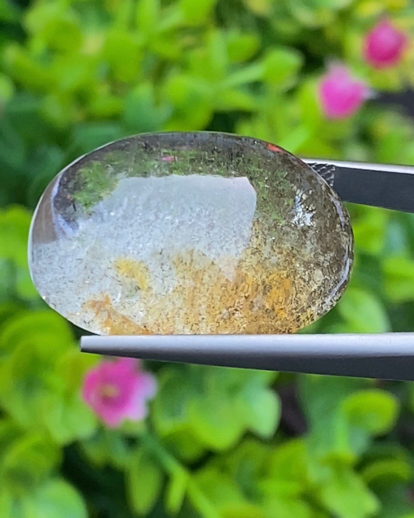 โป่งข่าม ควอตซ์ Rutilated Quartz 47.98 กะรัต Cts. พลอยแท้ อัญมณีมงคลประจําวันเกิด เครื่องประดับพลอย