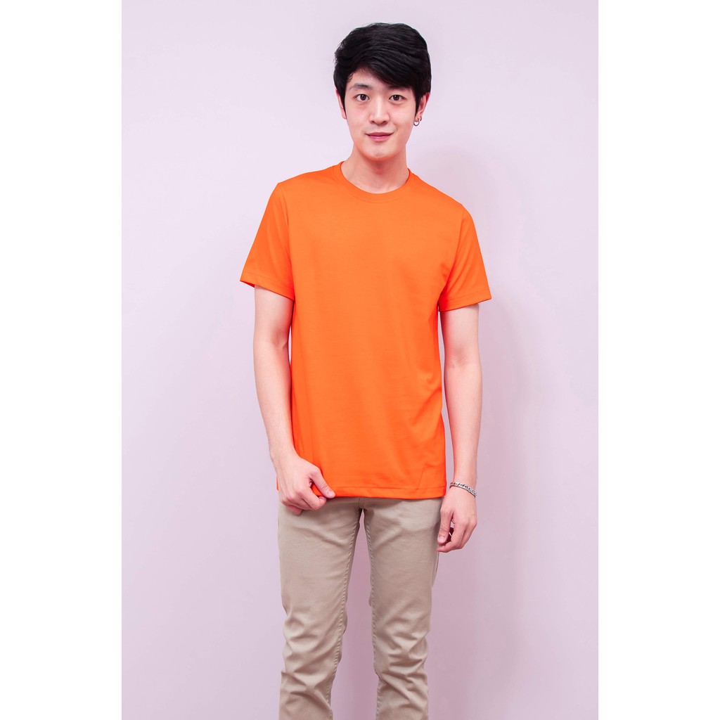 เสื้อยืด OV101 คอกลม ผ้าCotton100% 32 เนื้อนุ่ม ใส่สบาย สีส้ม