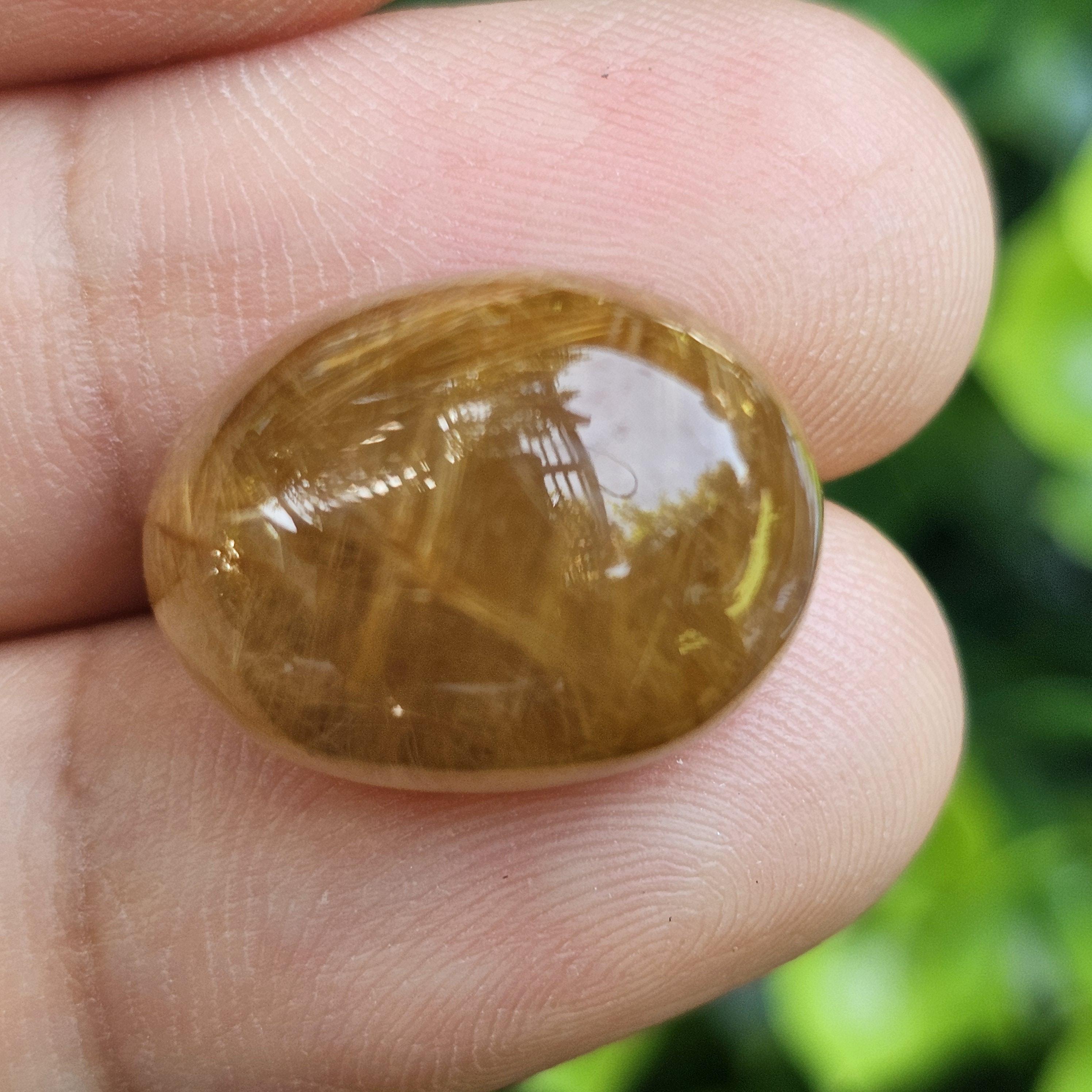ไหมทอง ควอตซ์ Golden Rutilated Quartz 20.27 กะรัต Cts.พลอยแท้ อัญมณีมงคลประจําวันเกิด เครื่องประดับพลอย