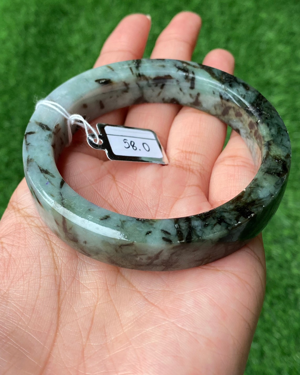 JB58022 หยก พม่า แท้ Jade กำไลหยก 58.0 มม. (Jadeite bracelet) พม่า (Myanmar)