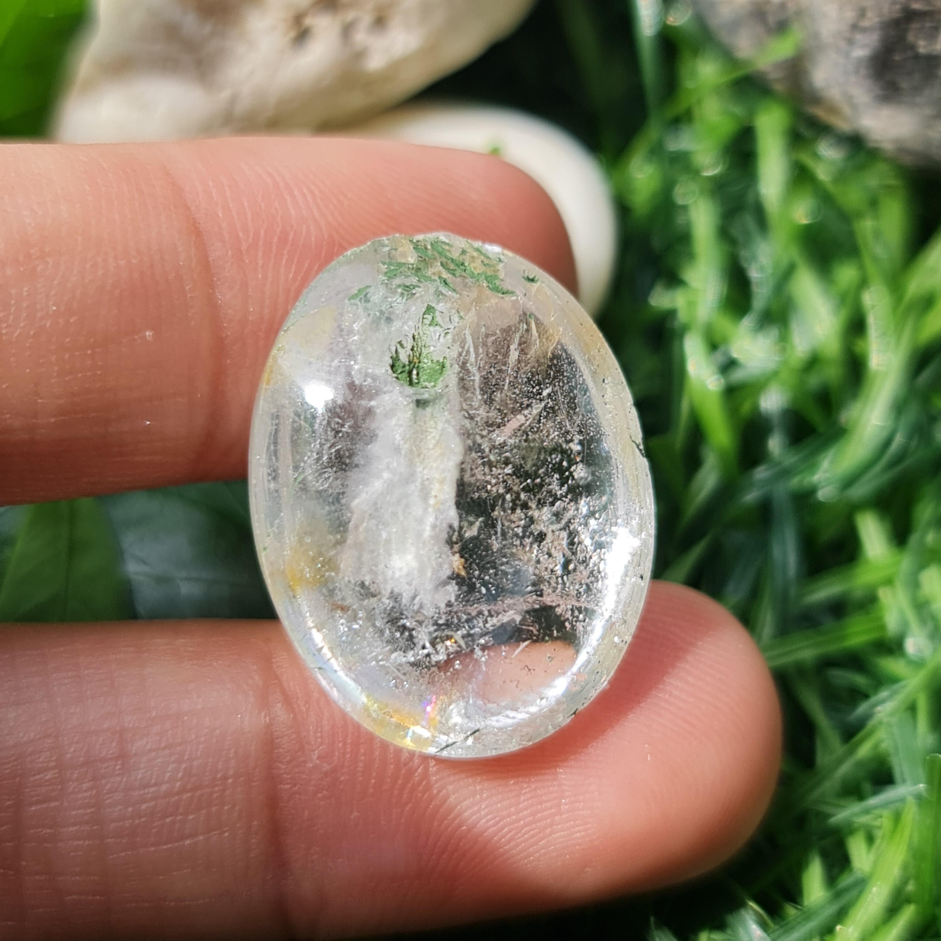 โป่งข่าม ควอตซ์ Rutilated Quartz 30.37 กะรัต Cts. พลอยแท้ อัญมณีมงคลประจําวันเกิด เครื่องประดับพลอย