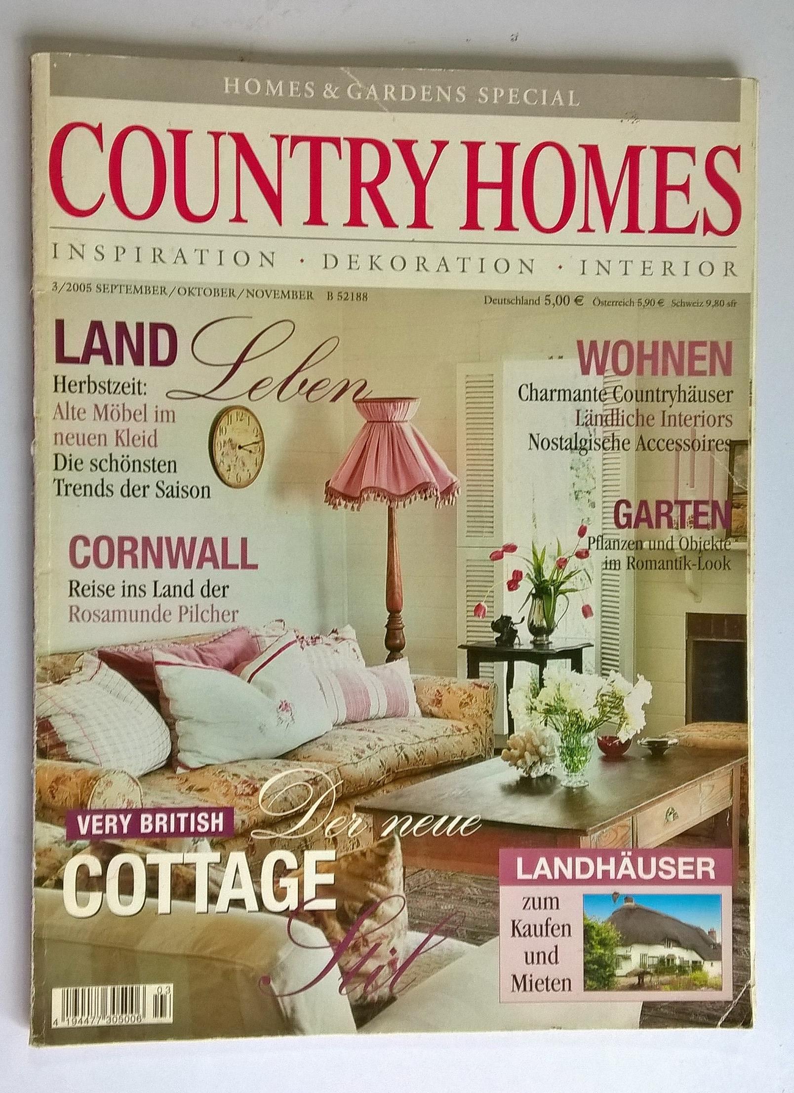 ขายนิตยสารเก่า บ้านและสวน HOMES&GARDEN SPECIAL, COUNTRY HOMES 3/2005 SEPTEMBER/OCTOBER/NOVEMBER,Inspiration,decoratin,interior,LAND,WOHNEN,GARTEN,CORNWALL,VERY BRITISH COTTAGE, LANDHAUSER