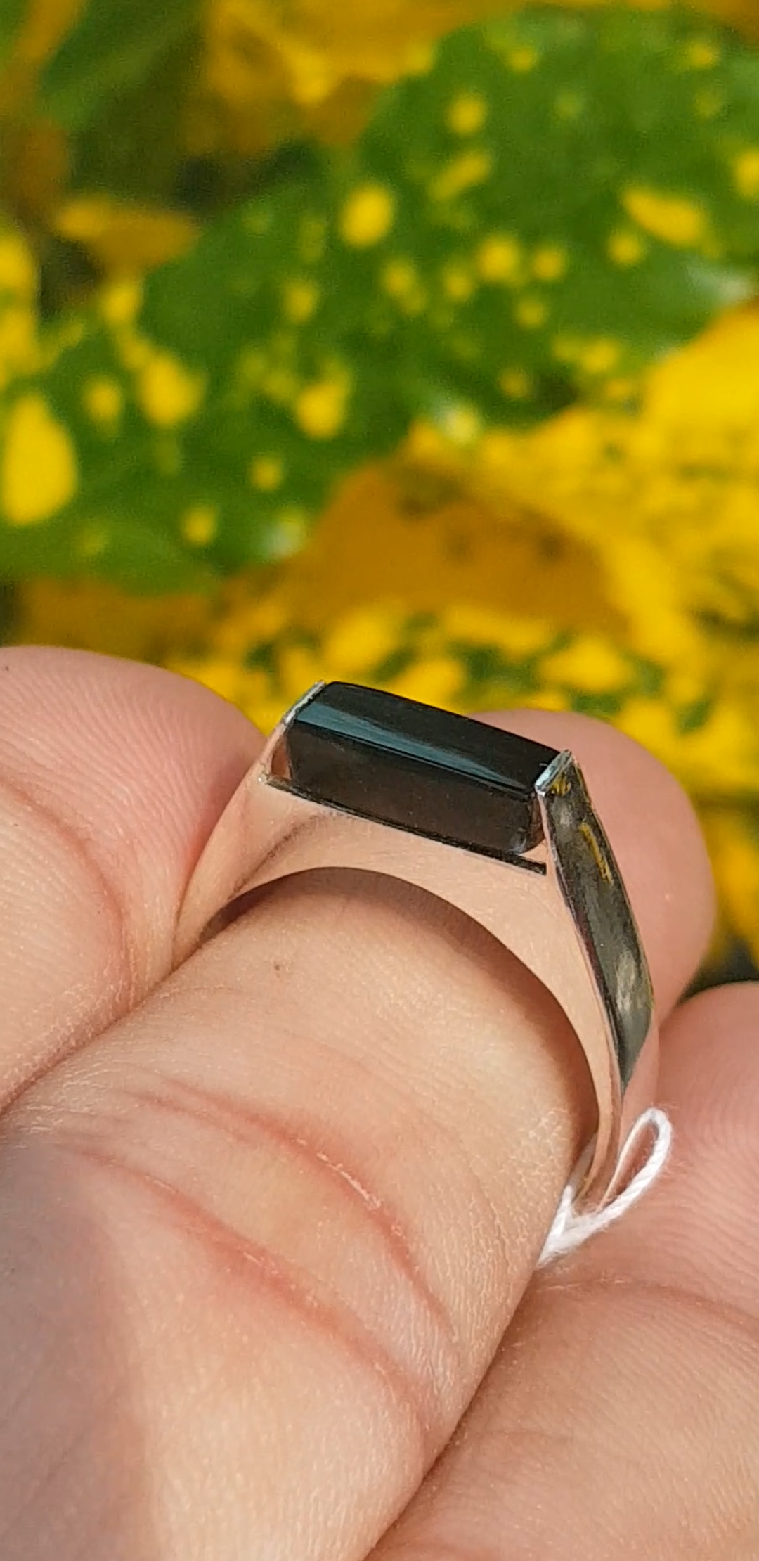 หยก พม่า แท้ Jade แหวนหยก หยกดำ ส่องเขียว (Black jadeite) 2.72 กะรัต (Cts.) Size 59 ดิบ ไม่ผ่านการปรับปรุง (Type A) พม่า (Myanmar)