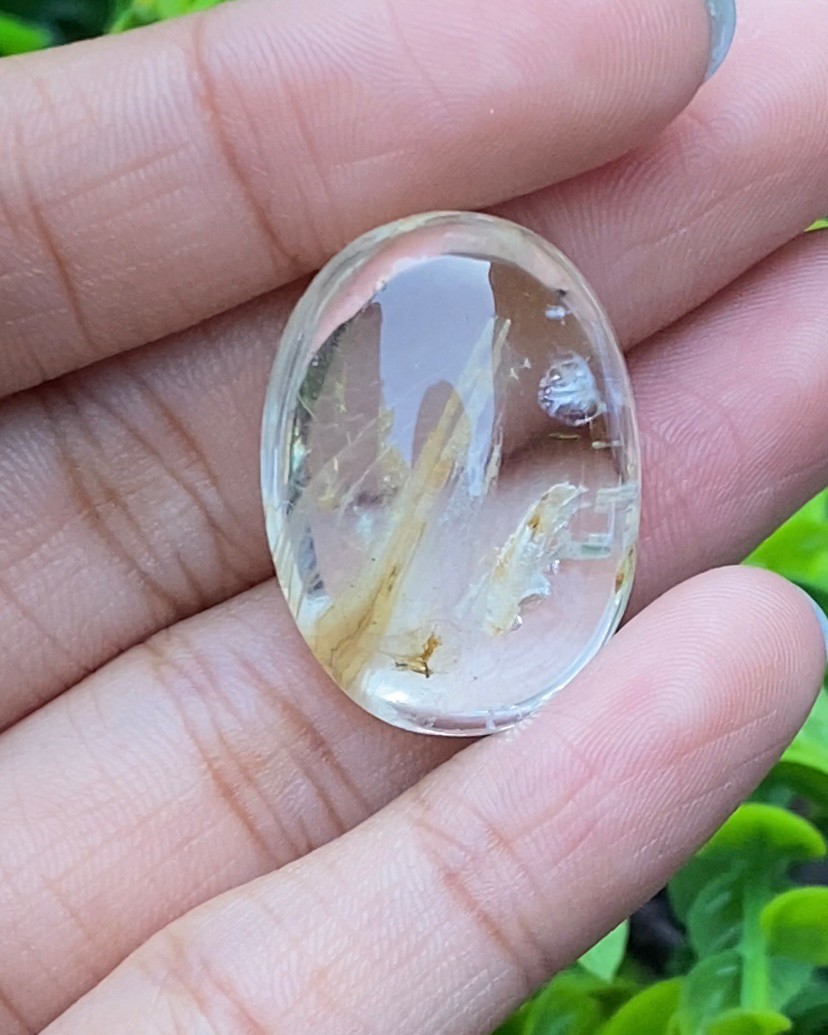 โป่งข่าม ควอตซ์ Rutilated Quartz 53.28 กะรัต Cts. พลอยแท้ อัญมณีมงคลประจําวันเกิด เครื่องประดับพลอย