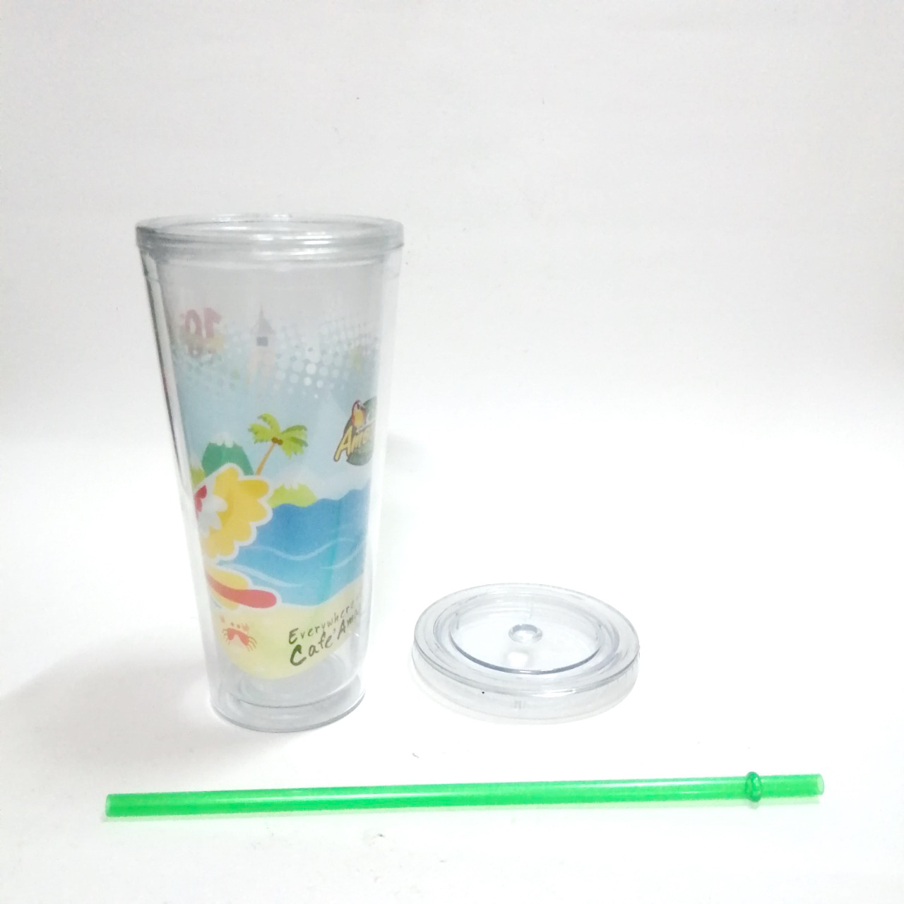 กระบอกใส่น้ำ พรีเมี่ยมครบรอบ10ปี กาแฟอเมซอน ขนาดตามรูป สภาพดี มีรอยบ้าง