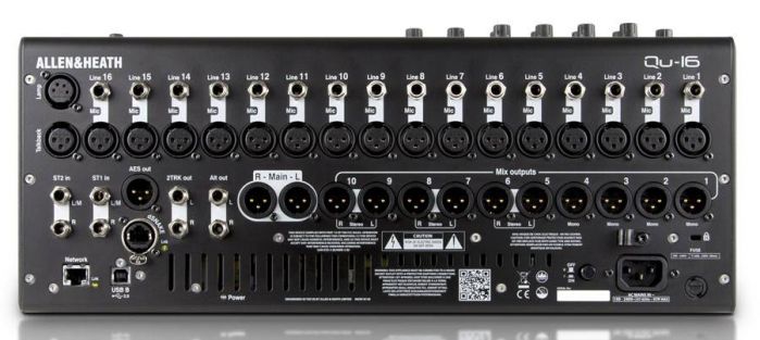 Allen & Heath QU16 ดิจิตอลมิกเซอร์ Compact digital mixing 16 Mono Inputs (TRS + XLR) 3 Stereo Inputs (TRS) 800x480 Touchscreen