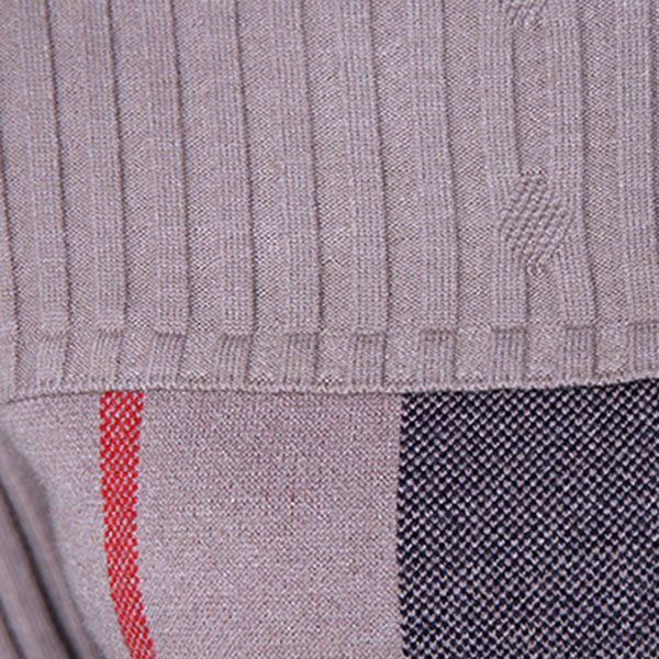 เดรสคอเต่ากันหนาว ไหมพรมกึ่งวูลหนานุ่มทอลาย (11767B)