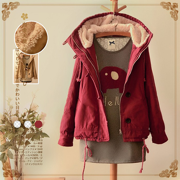 เสื้อโค้ทกันหนาวรุ่นหนาใส่ติดลบ ฮู้ดผ่าซิป ซับผ้าขนนุ่ม (10836LM)