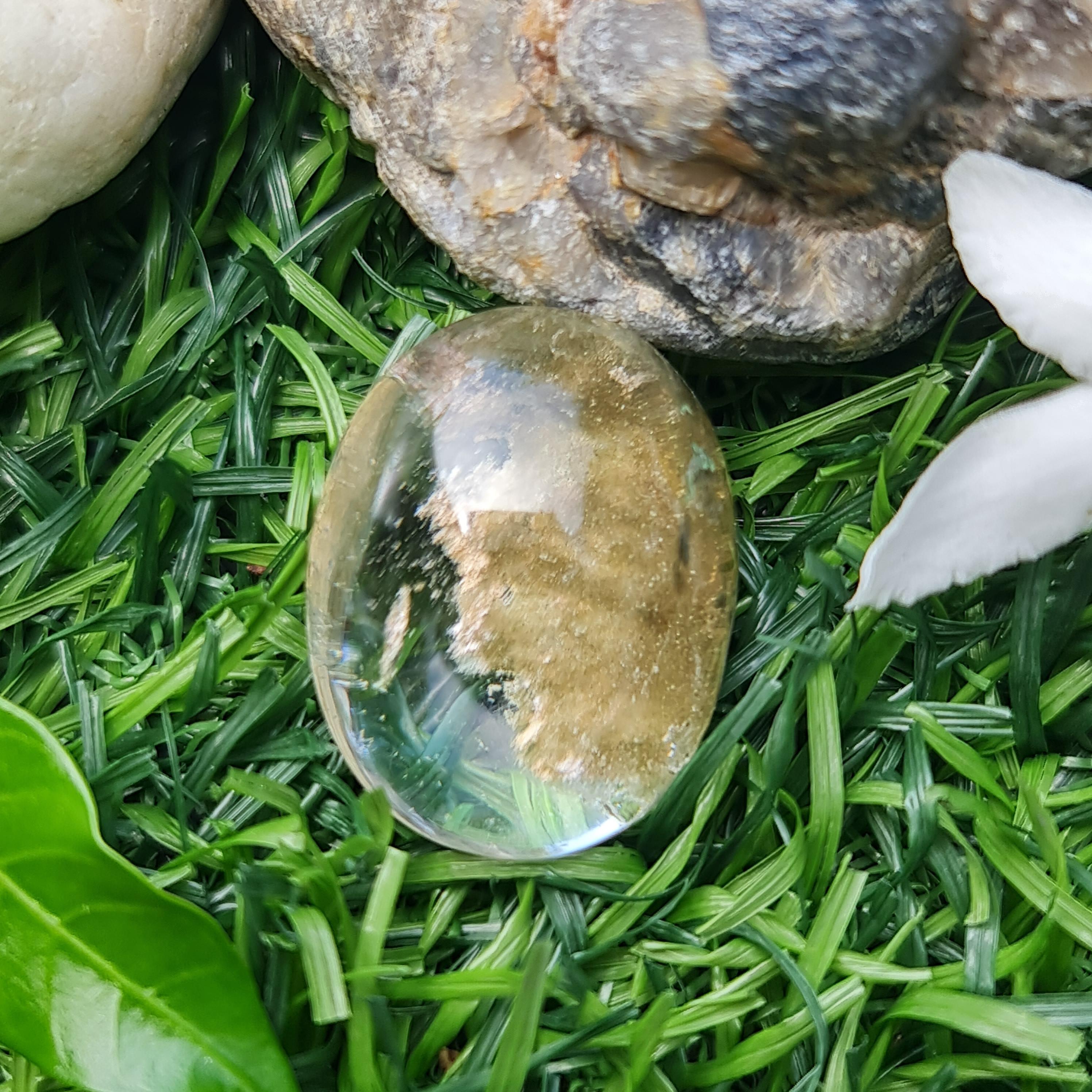 โป่งข่าม ควอตซ์ Rutilated Quartz 35.03 กะรัต Cts. พลอยแท้ อัญมณีมงคลประจําวันเกิด เครื่องประดับพลอย