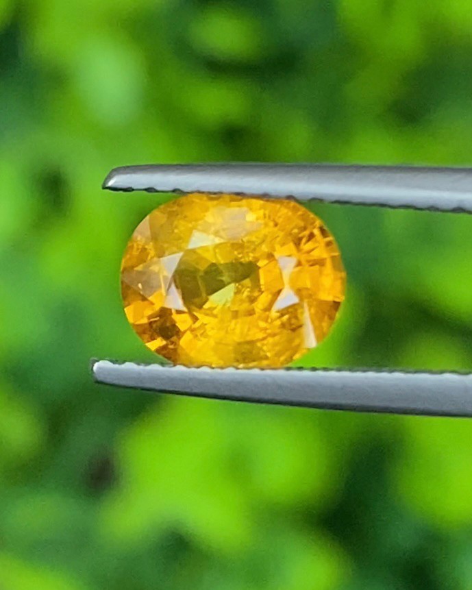 พลอย บุษราคัม yellow sapphire 1.55 กะรัต (Cts.) พลอยแท้ อัญมณีมงคลประจําวันเกิด เครื่องประดับพลอย