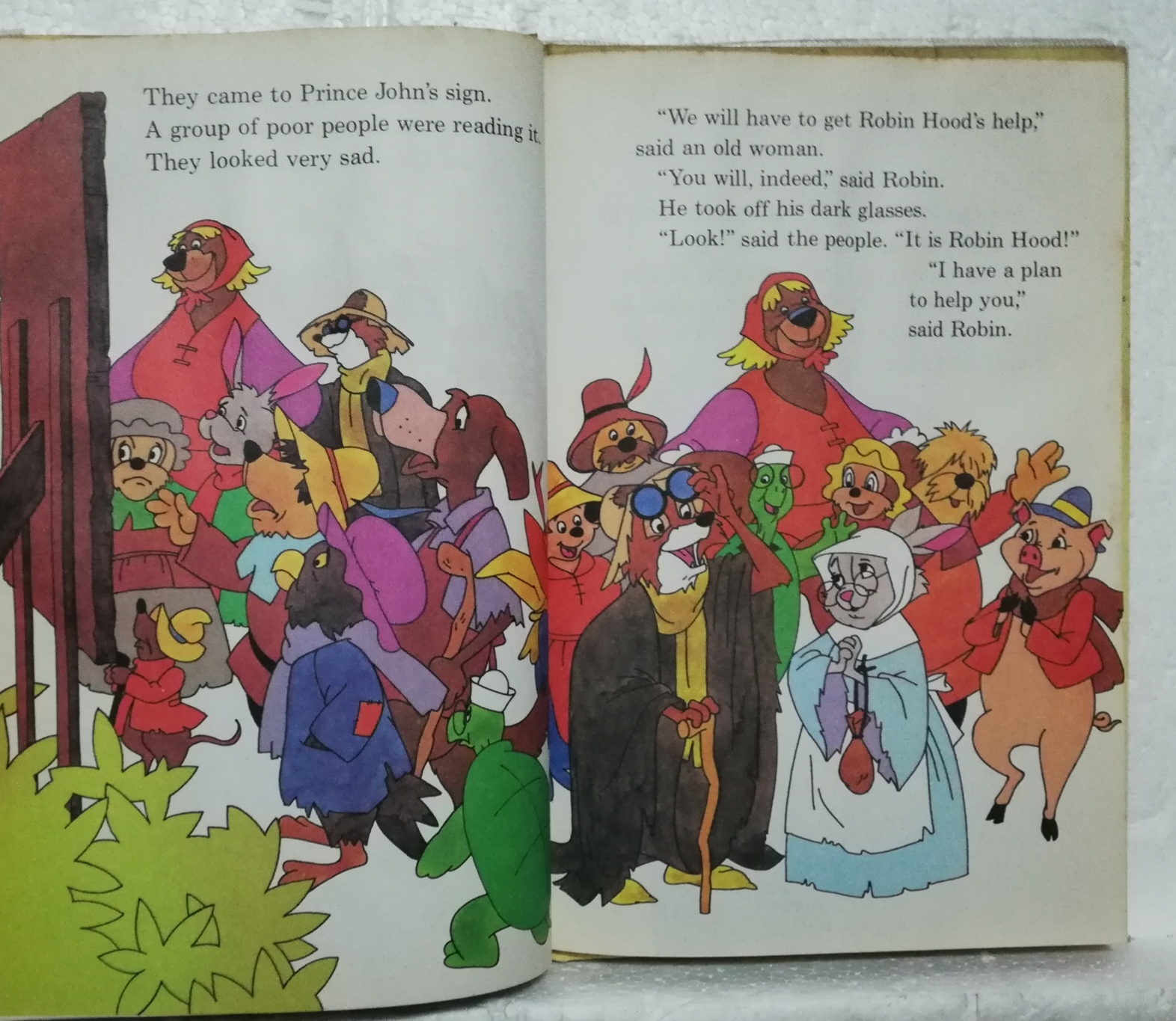 หนังสือนิทานวอลท์ดิสนีย์เก่า ปี 1979 ปกแข็ง ห่อปกพลาสติก มีตำหนิ โปรดตรวจสอบทุกภาพ, โรบินฮู้ด Robin Hood spins gold