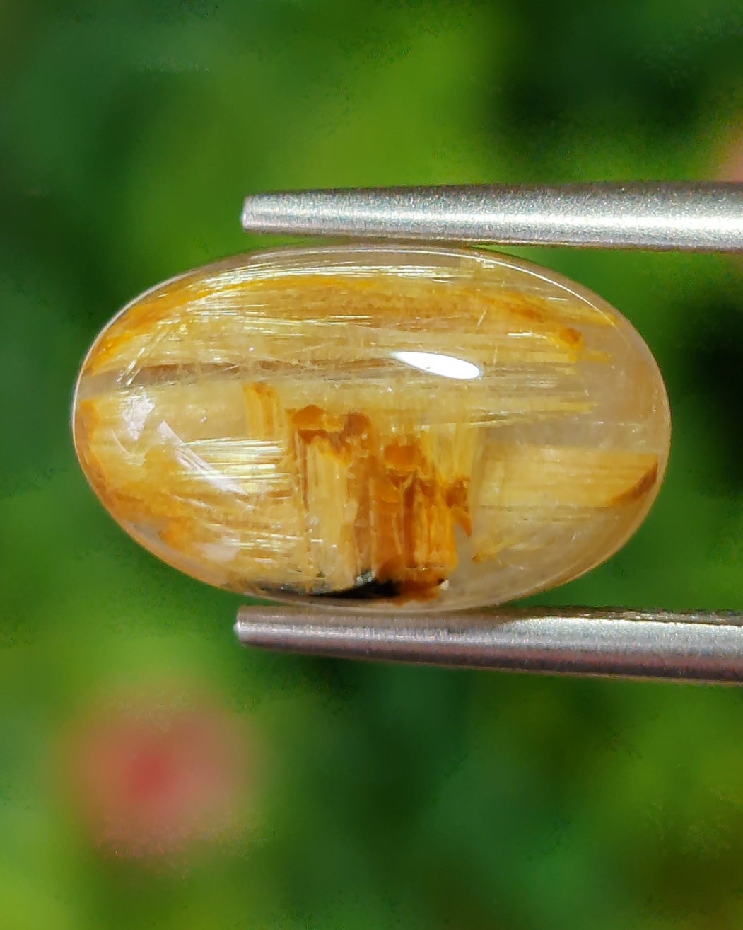 ไหมทอง ควอตซ์ Golden Rutilated Quartz 6.38 กะรัต Cts.พลอยแท้ อัญมณีมงคลประจําวันเกิด เครื่องประดับพลอย