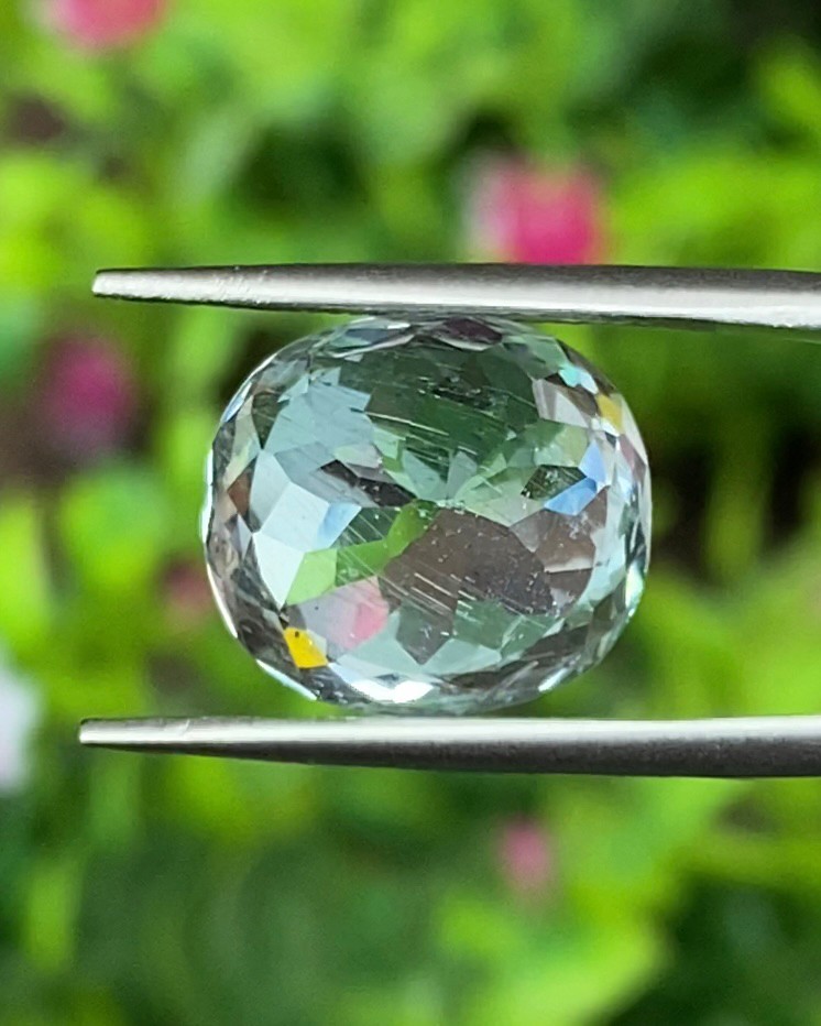 พลอย อความารีน Aquamarine 7.04 กะรัต (Cts.) พลอยแท้ อัญมณีมงคลประจําวันเกิด เครื่องประดับพลอย