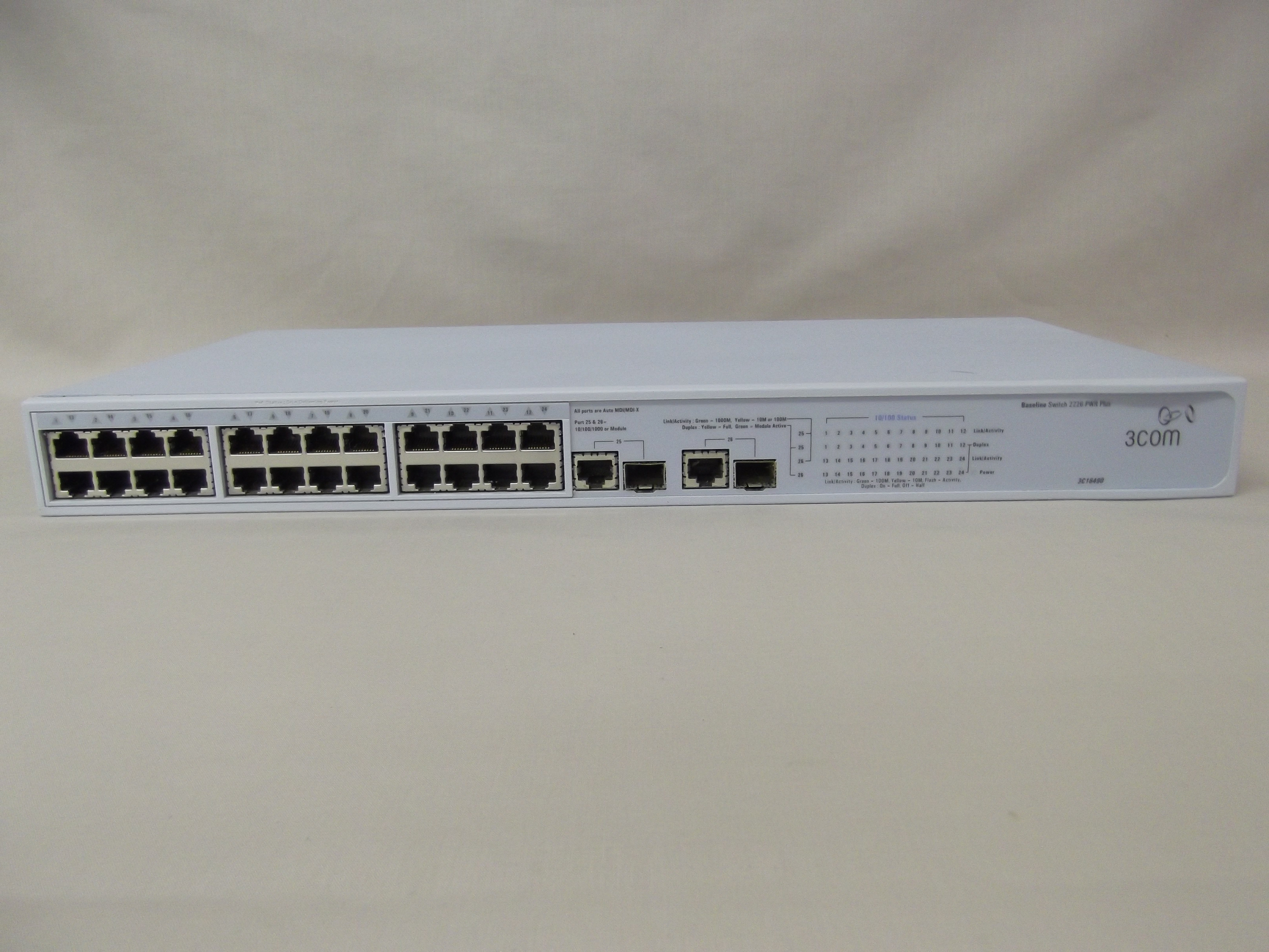 สวิตช์ 3Com 3C16490 Baseline 2226-PWR Plus Ethernet Switch - 10/100 Mbps สินค้ามือสอง มีประกัน