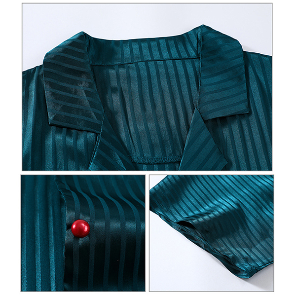 🚩พร้อมส่ง🚩ชุดนอน Silk Satin แขนสั้นขาสั้น ชุดนอนซาตินเกรดพรีเมี่ยม ผ้านุ่มลื่นละมุนผิว ใส่สบายไม่ร้อน (CT116-2)