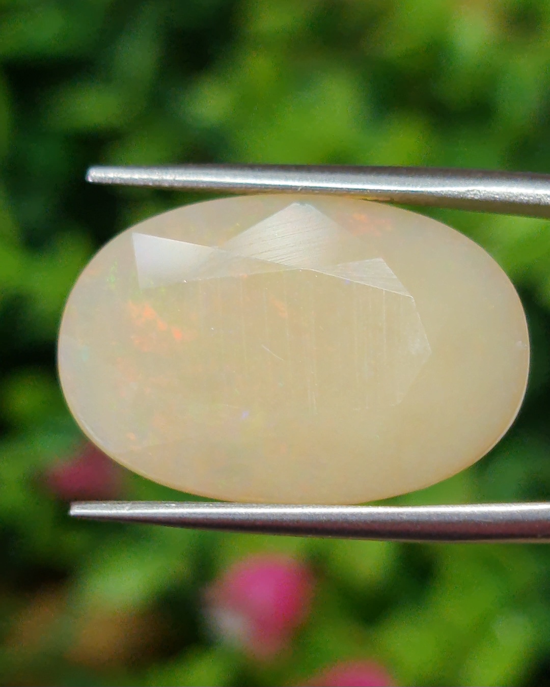 พลอย ไวท์ โอปอล White Opal 12.80 กะรัต (Cts.) พลอยแท้ อัญมณีมงคลประจําวันเกิด เครื่องประดับพลอย