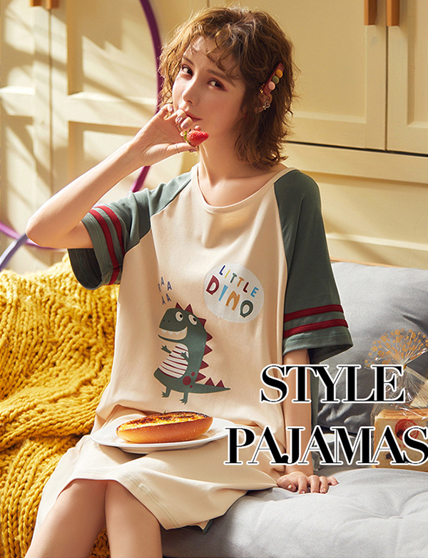 🔥พร้อมส่ง🔥ชุดนอนกระโปรง ชุดนอนน่ารัก เดรสคอตตอนนุ่มนิ่มมีน้ำหนัก ใส่ได้บ่อยค่ะ (CT105-1)