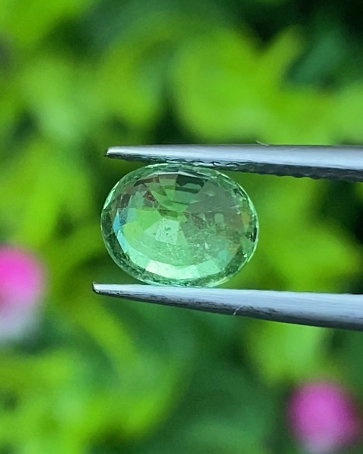 พลอย ซาโวไรท์ Tsavorite Garnet 1.39 กะรัต (Cts.) ดิบ Unheated พลอยแท้ อัญมณีมงคลประจําวันเกิด เครื่องประดับพลอย