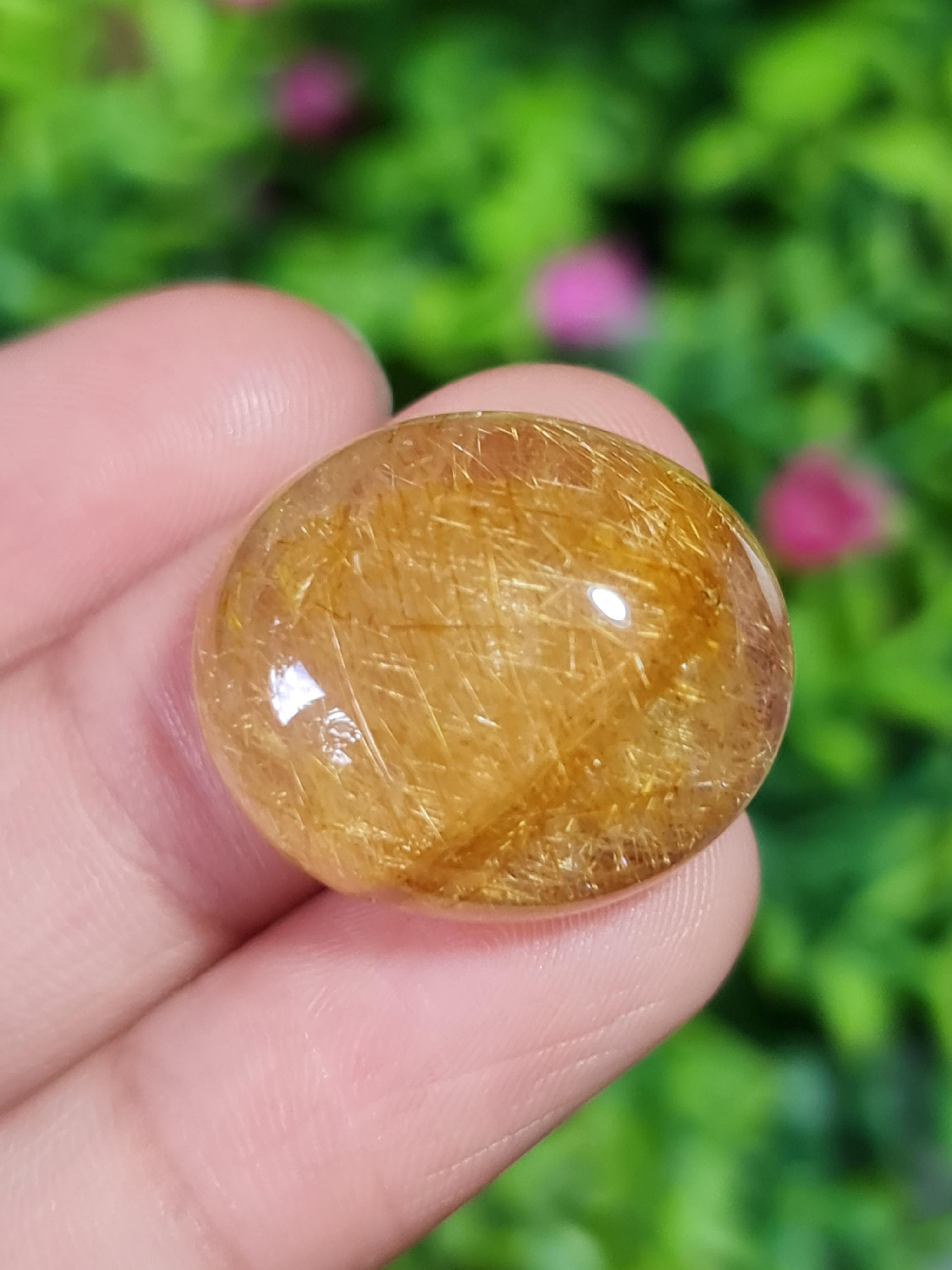 ไหมทอง ควอตซ์ Golden Rutilated Quartz 45.15 กะรัต Cts.พลอยแท้ อัญมณีมงคลประจําวันเกิด เครื่องประดับพลอย