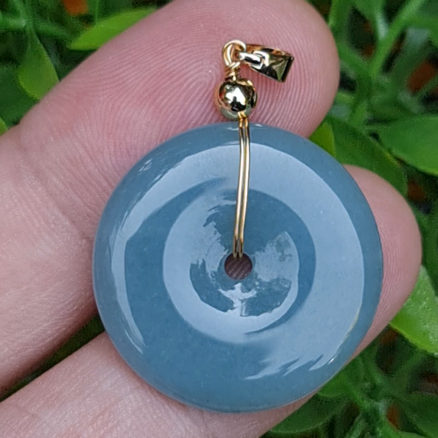 หยก จี้โดนัทหยก 37.60 Cts. (Bi Disc Jade) หยกแท้ อัญมณีมงคลประจําวันเกิด เครื่องประดับพลอย
