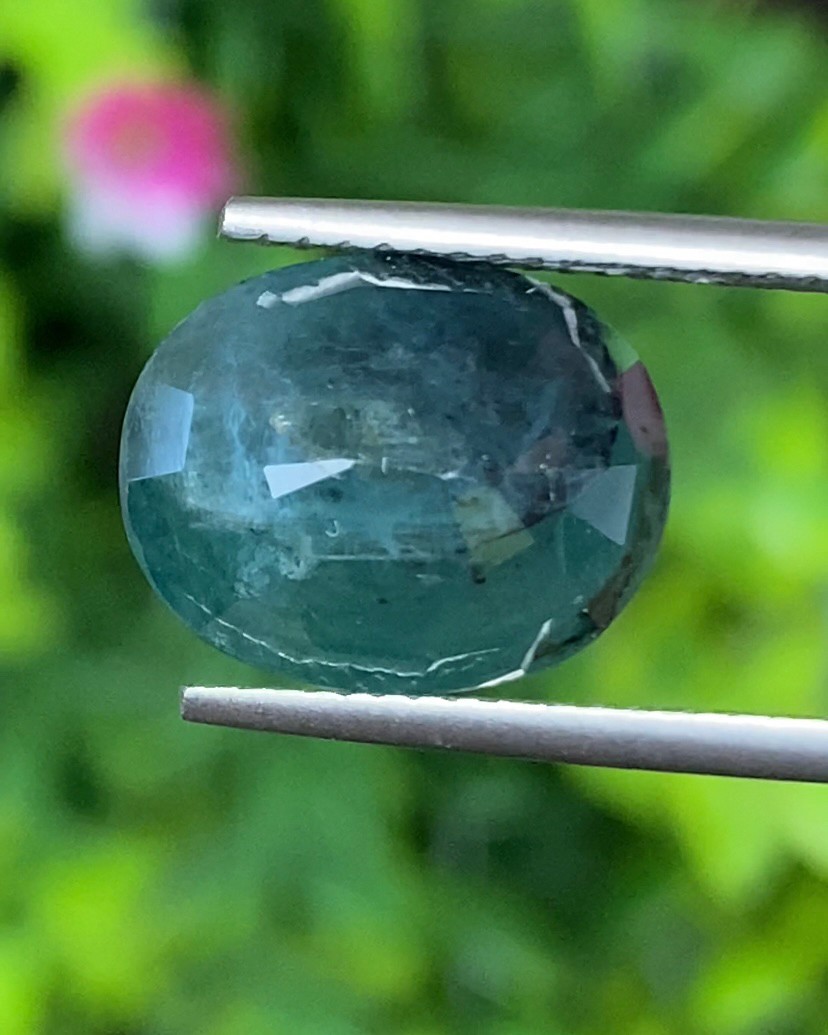 พลอย แกรนดิเดียร์ไรท์ Grandidierite 6.72 กะรัต (Cts.) พร้อมใบเซอร์ พลอยแท้ อัญมณีมงคลประจําวันเกิด เครื่องประดับพลอย