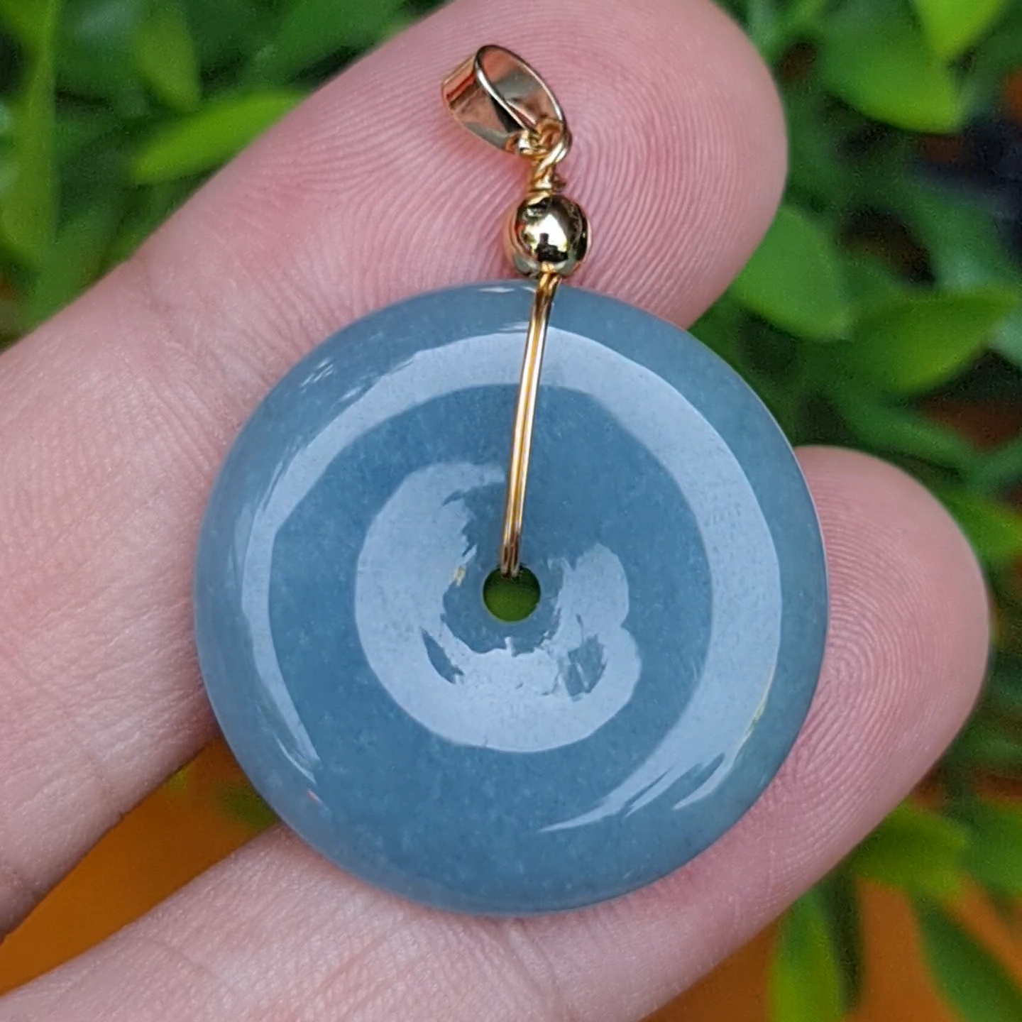 หยก จี้โดนัทหยก 44.85 Cts. (ฺBi Disc Jade) หยกแท้ อัญมณีมงคลประจําวันเกิด เครื่องประดับพลอย