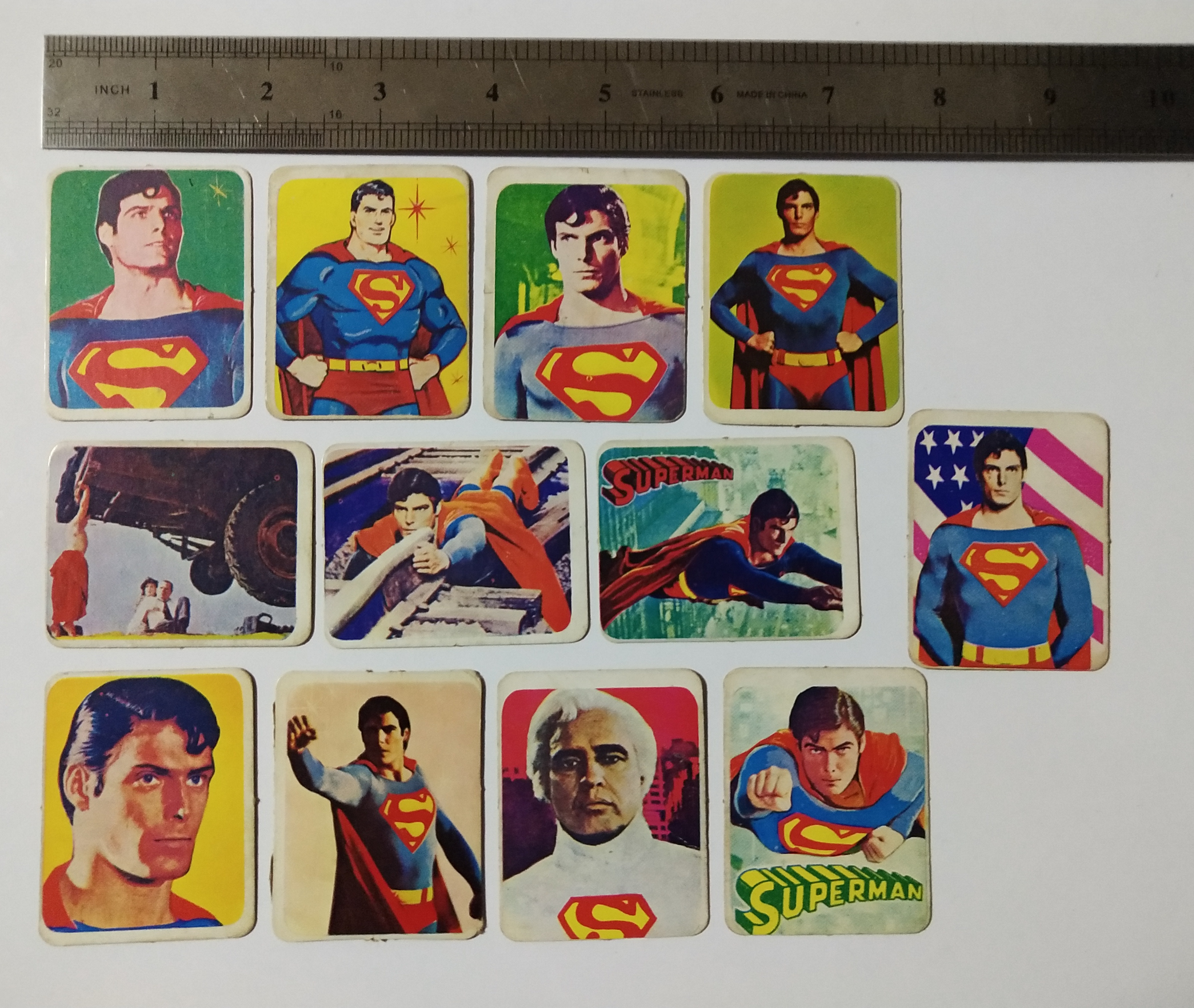 ของสะสม การ์ดกระดาษเก่าลายซูปเปอร์แมน ประมาณปี 2522 จำนวน 12 ใบ Old Superman Card