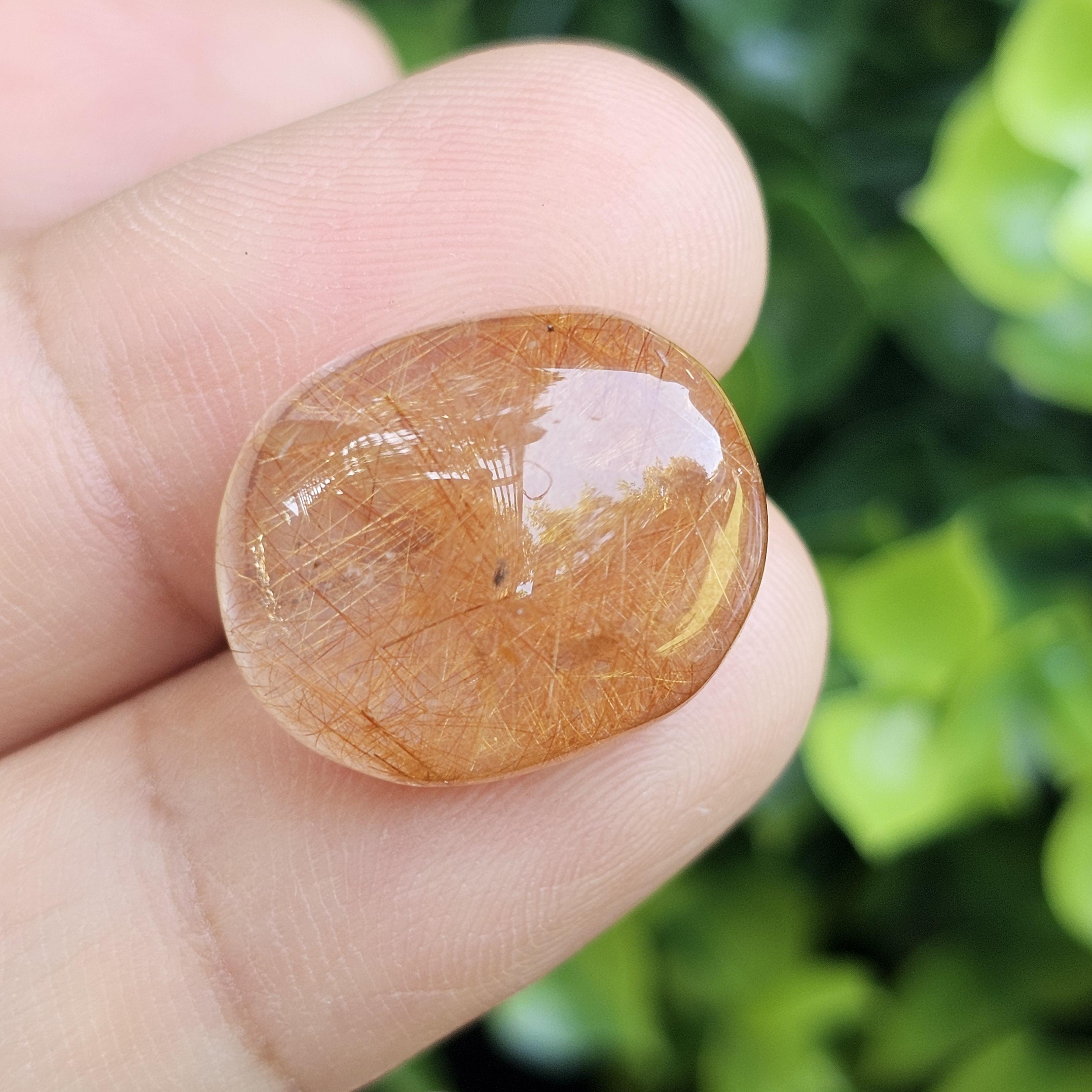 ไหมทอง ควอตซ์ Golden Rutilated Quartz 21.59 กะรัต Cts.พลอยแท้ อัญมณีมงคลประจําวันเกิด เครื่องประดับพลอย