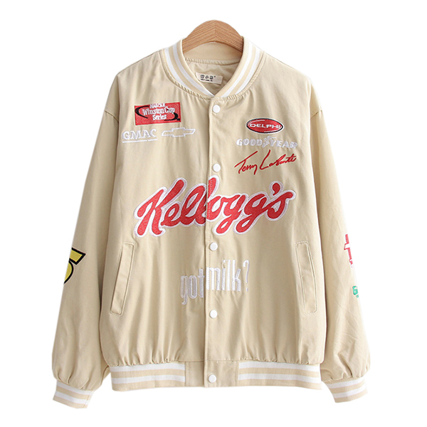 Bomber Jacket เสื้อแจ็คเก็ตกันลมกันหนาว แต่งปักลายการ์ตูนน่ารัก (12350LM)