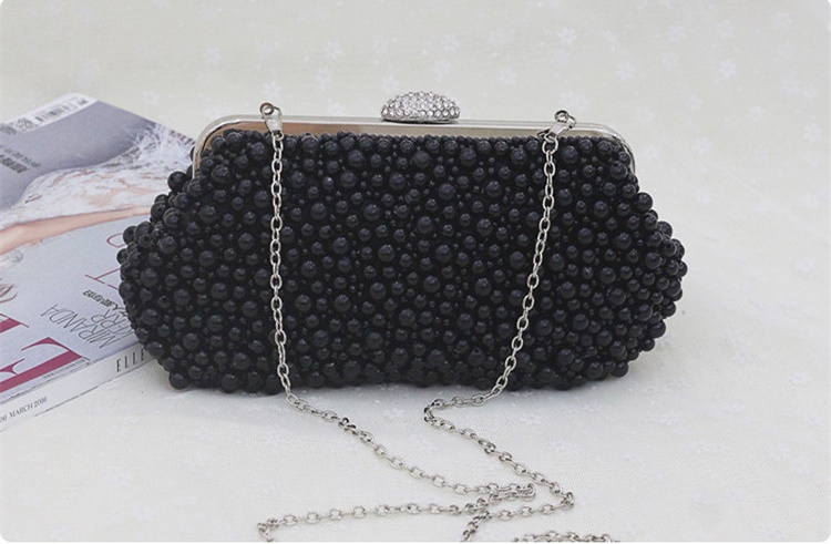 พร้อมส่ง Evening Clutch กระเป๋าออกงาน แต่งมุกทั้งใบ&จุกเปิดคริสตัล มาพร้อมสายสะพายสั้น/ยาว
