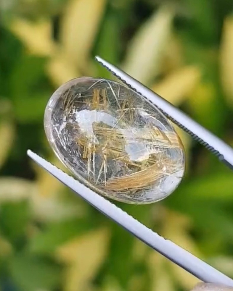 ไหมทอง ควอตซ์ Golden Rutilated Quartz 16.79 กะรัต Cts.พลอยแท้ อัญมณีมงคลประจําวันเกิด เครื่องประดับพลอย