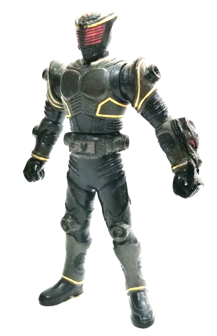ซอฟขนาดเล็ก ไรเดอร์ริวงะ Masked Rider Ryuga ไรเดอร์ตัวร้ายจากคาเมนไรเดอร์ริวคิ Ryuki เป็นซอฟของ.Bandai ปี2002 ขนาดเล็กสูงราว10ซม.ขยับแขนและลำตัวได้ สภาพเก่าเก็บสะสม