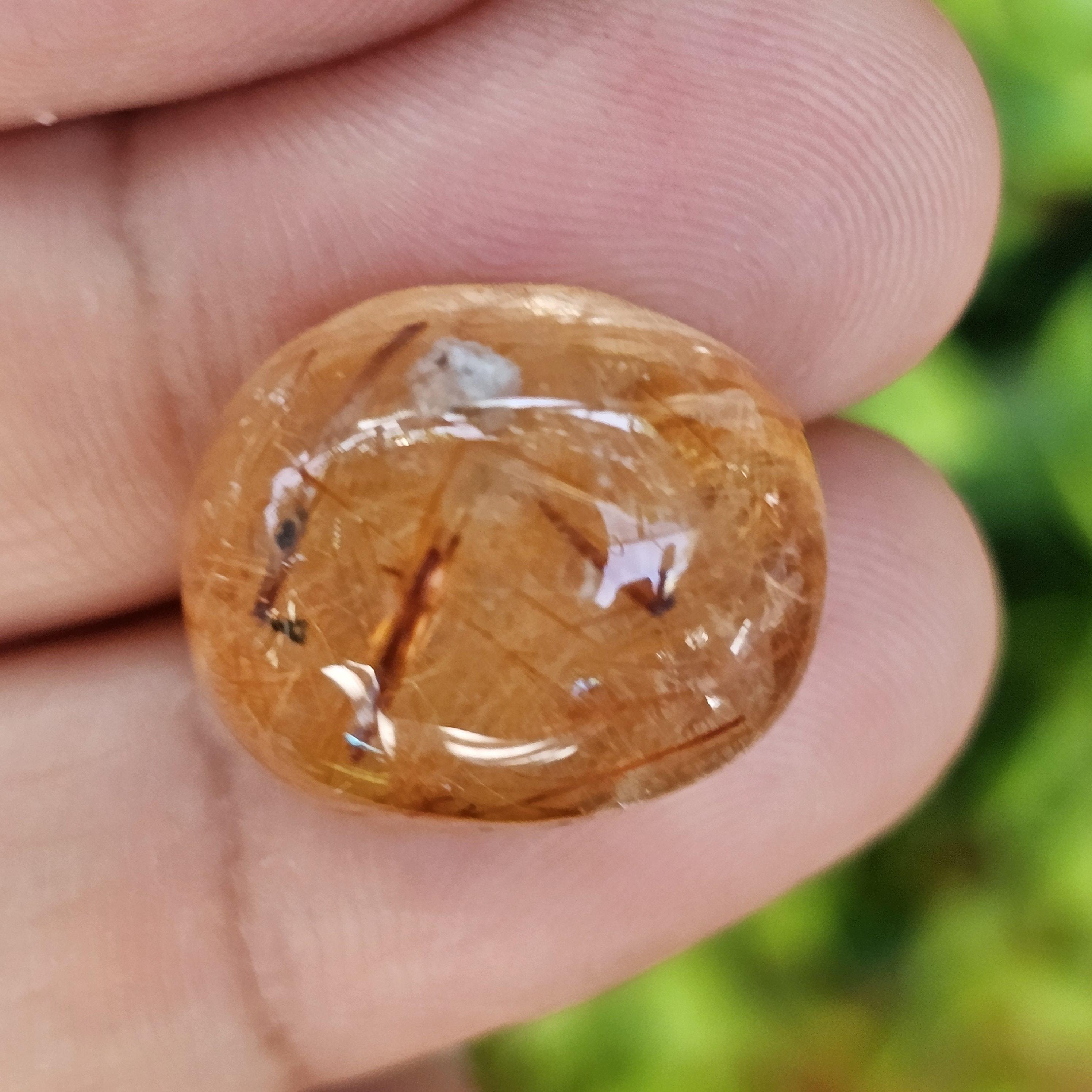 ไหมทอง ควอตซ์ Golden Rutilated Quartz 22.34 กะรัต Cts.พลอยแท้ อัญมณีมงคลประจําวันเกิด เครื่องประดับพลอย