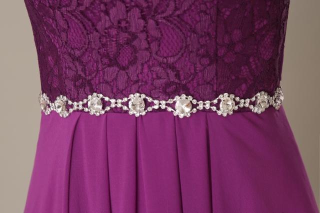 Pre-order ชุดราตรียาว ชุดเพื่อนเจ้าสาว ผ้าชีฟอง อกแต่งลูกไม้ แต่งเพชรที่เอว