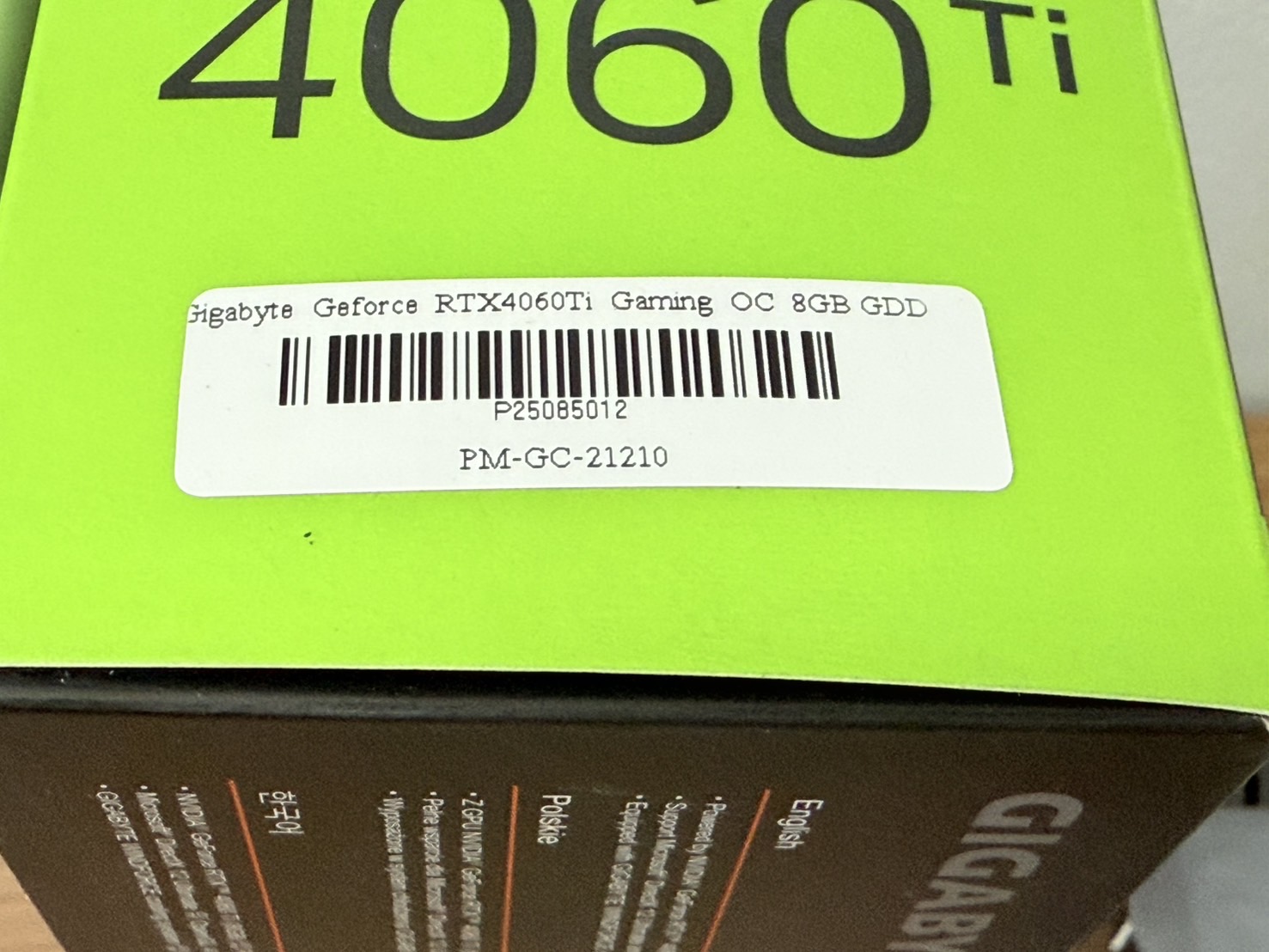 Gigabyte Geforce RTX4060Ti Gaming OC 8GB GDDR6