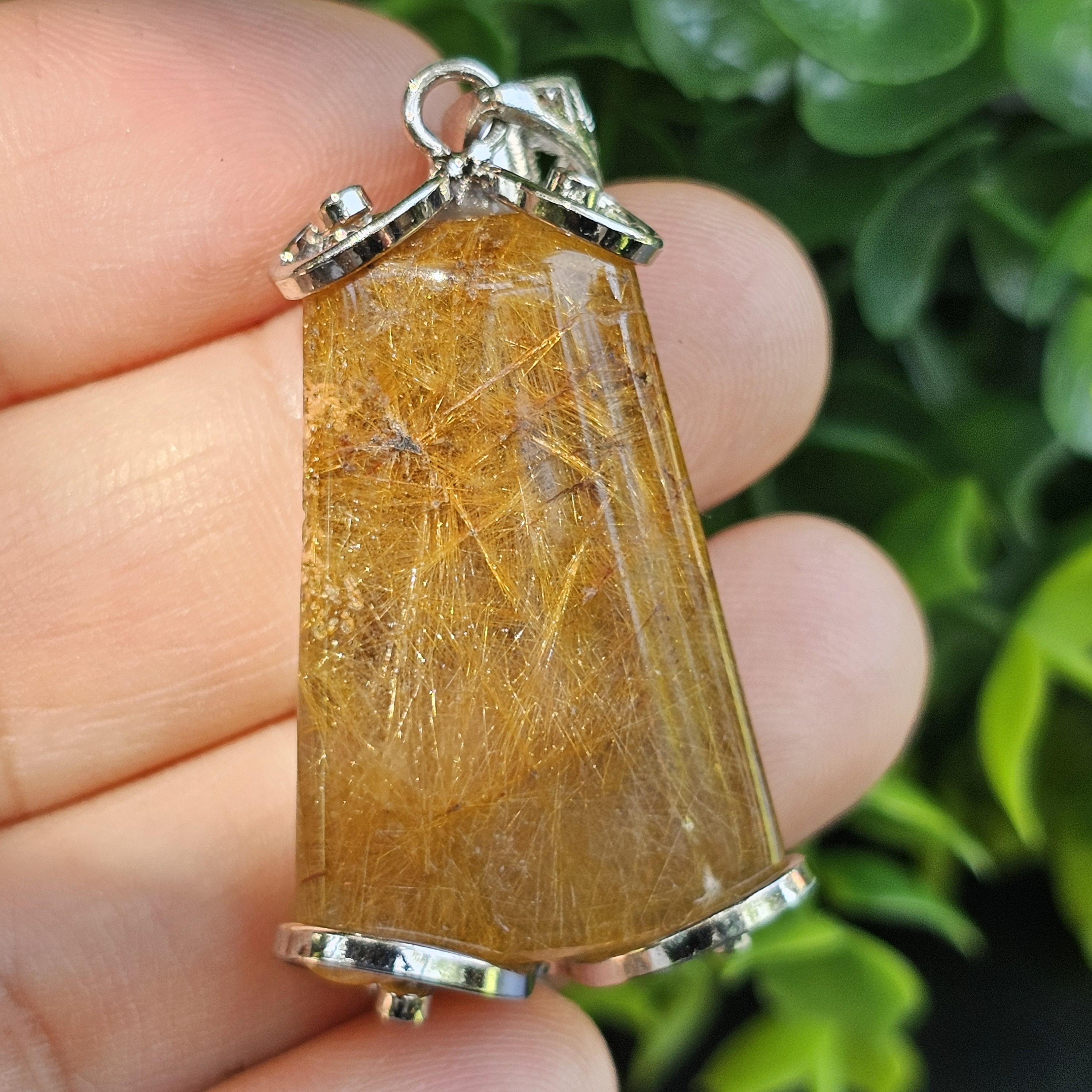 จี้ไหมทอง (Golden Rutilated Quartz) 10.47 กรัม g. พลอยแท้ อัญมณีมงคลประจําวันเกิด เครื่องประดับพลอย