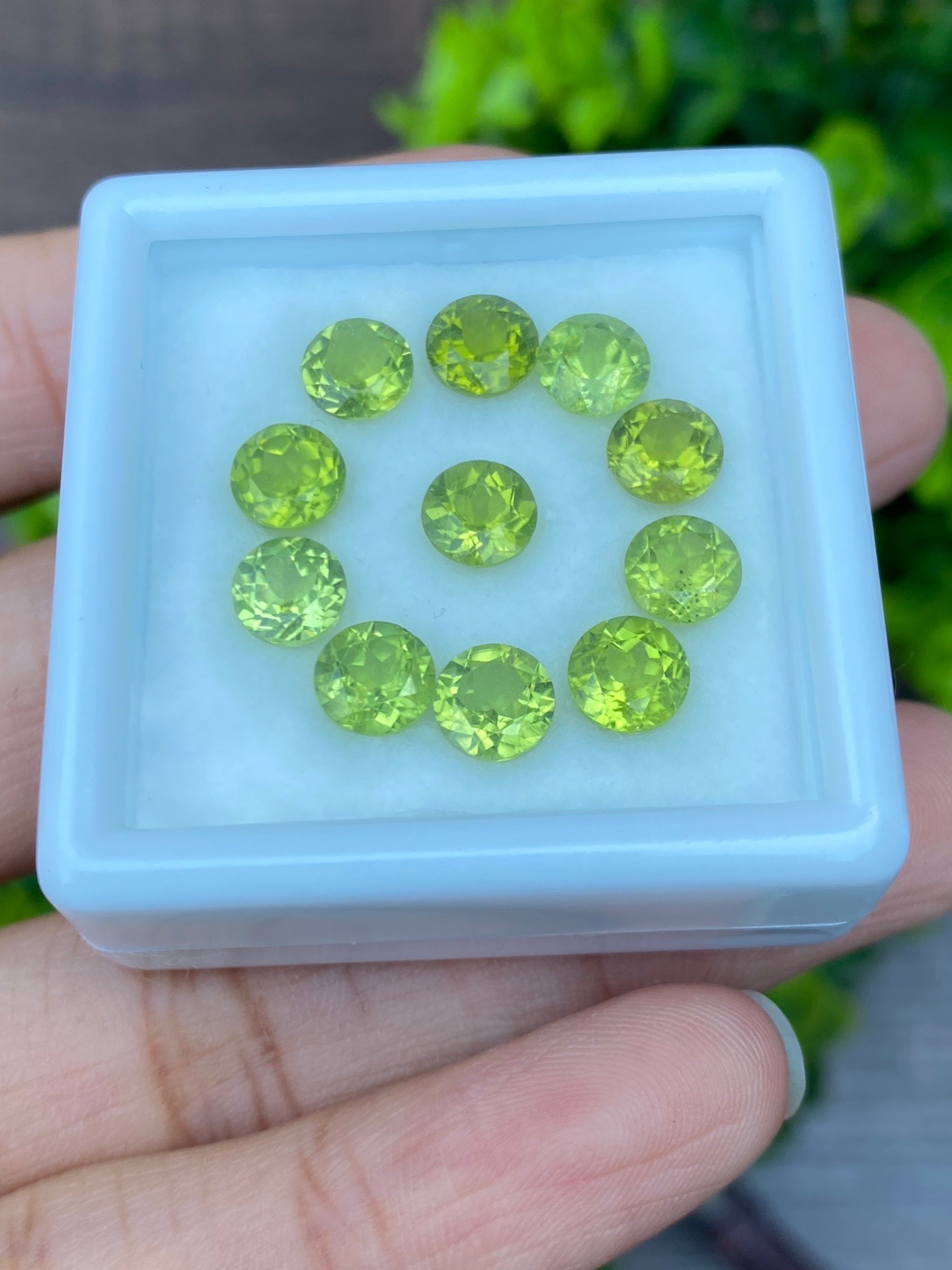 พลอย เพอริดอต Peridot 10.33 กะรัต (Cts.) 11 เม็ด (pcs.) พลอยแท้ อัญมณีมงคลประจําวันเกิด เครื่องประดับพลอย