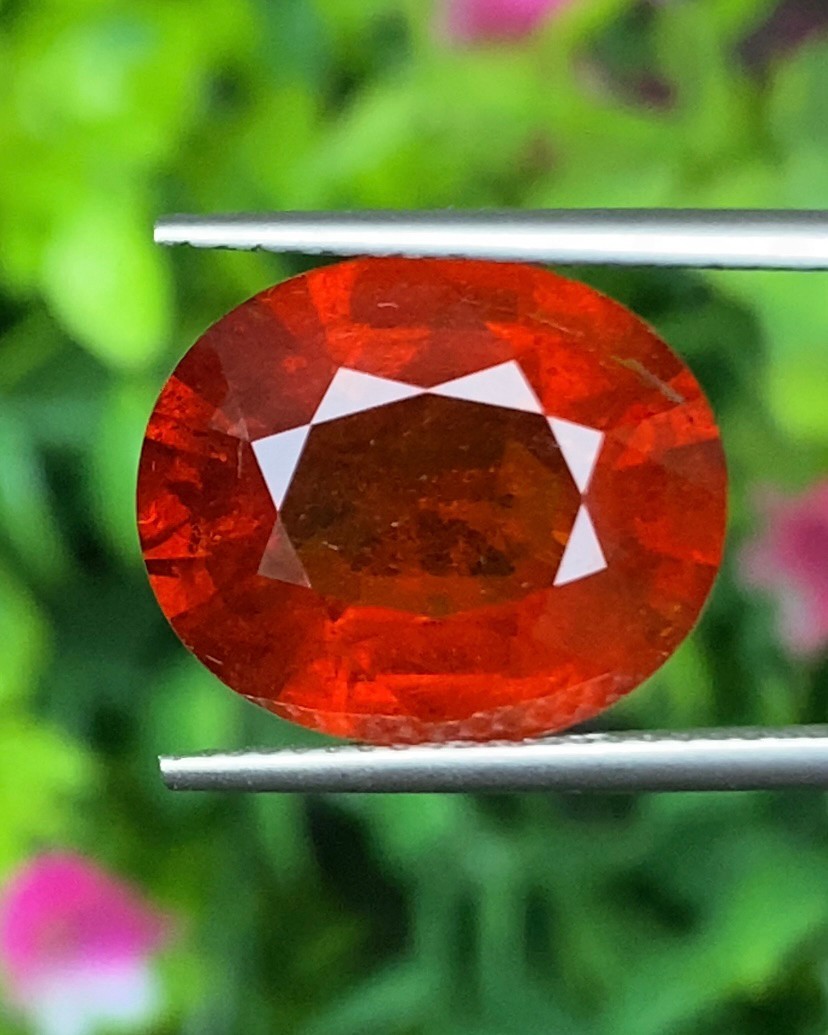 พลอย สเปสซาร์ไทต์ Spessartite Garnet 12.52 กะรัต Cts.พลอยแท้ อัญมณีมงคลประจําวันเกิด เครื่องประดับพลอย