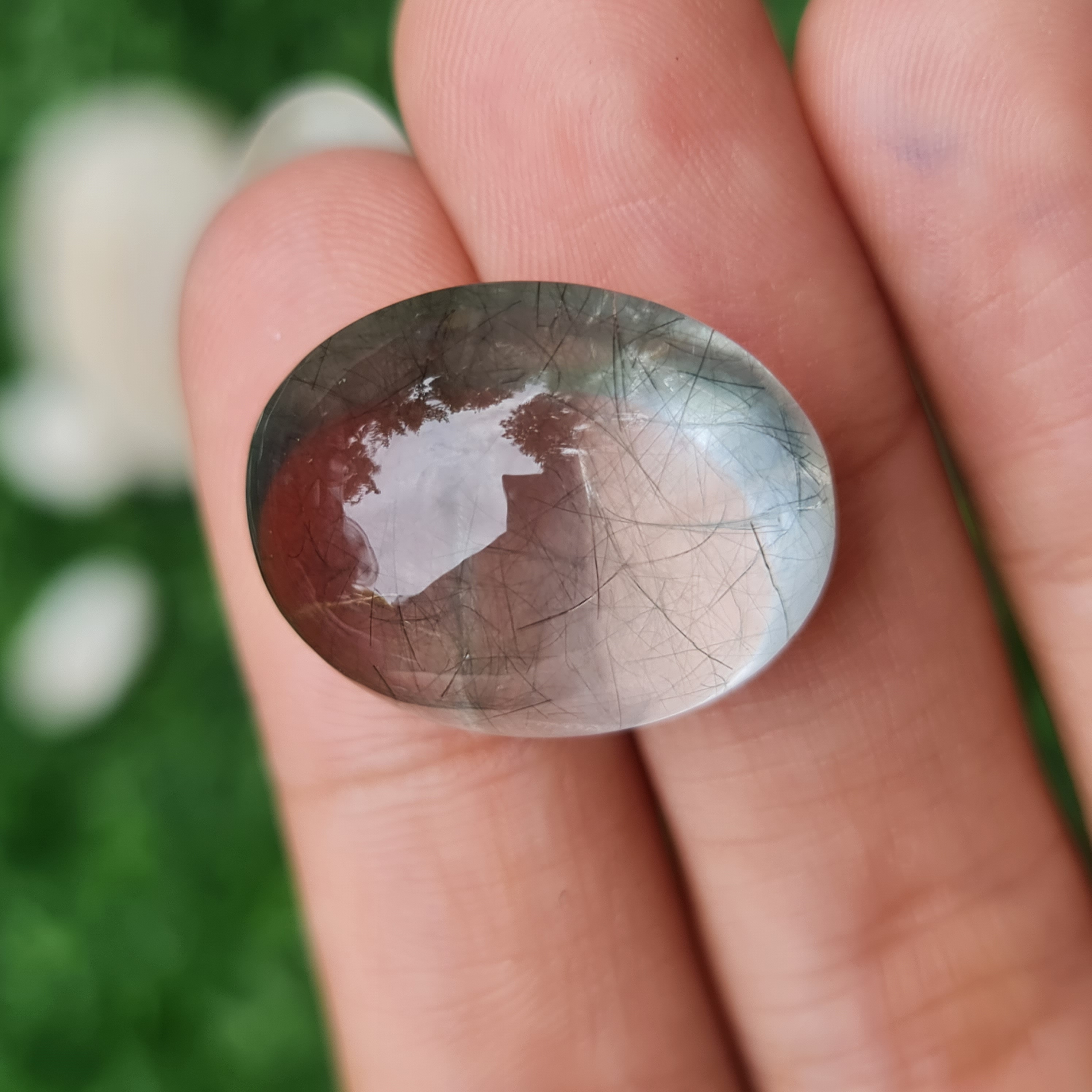 โป่งข่าม ควอตซ์ Rutilated Quartz 33.15 กะรัต Cts. พลอยแท้ อัญมณีมงคลประจําวันเกิด เครื่องประดับพลอย