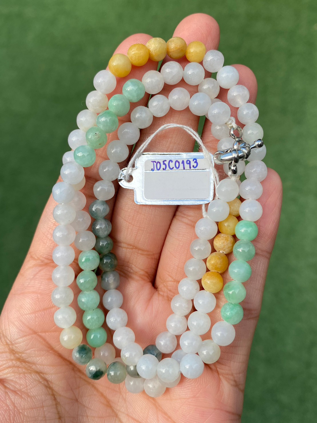 สร้อยคอหยก 3 สี (3 Type Jadeite Necklace) ดิบ ไม่ผ่านการปรับปรุง (Type A) พม่า (Myanmar) หยก พม่า แท้ Jade