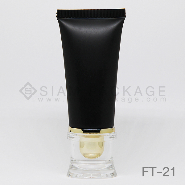หลอดโฟมสีดำ หลอดครีม ฝาลังโคมทอง รหัส FT-21