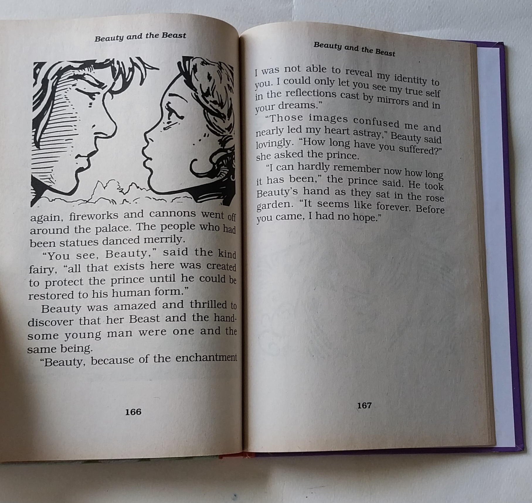 หนังสือนิทานภาษาอังกฤษ สภาพเก่าเก็บ บิวตี้แอนด์บีสต์ ปกแข็ง เนื้อหาขาวดำ พร้อมภาพประกอบทั้งเล่ม Treasury of Illustrated Classics ,Beauty and the Beast ,Madame le Prince de Beaumont,Modern Publishing