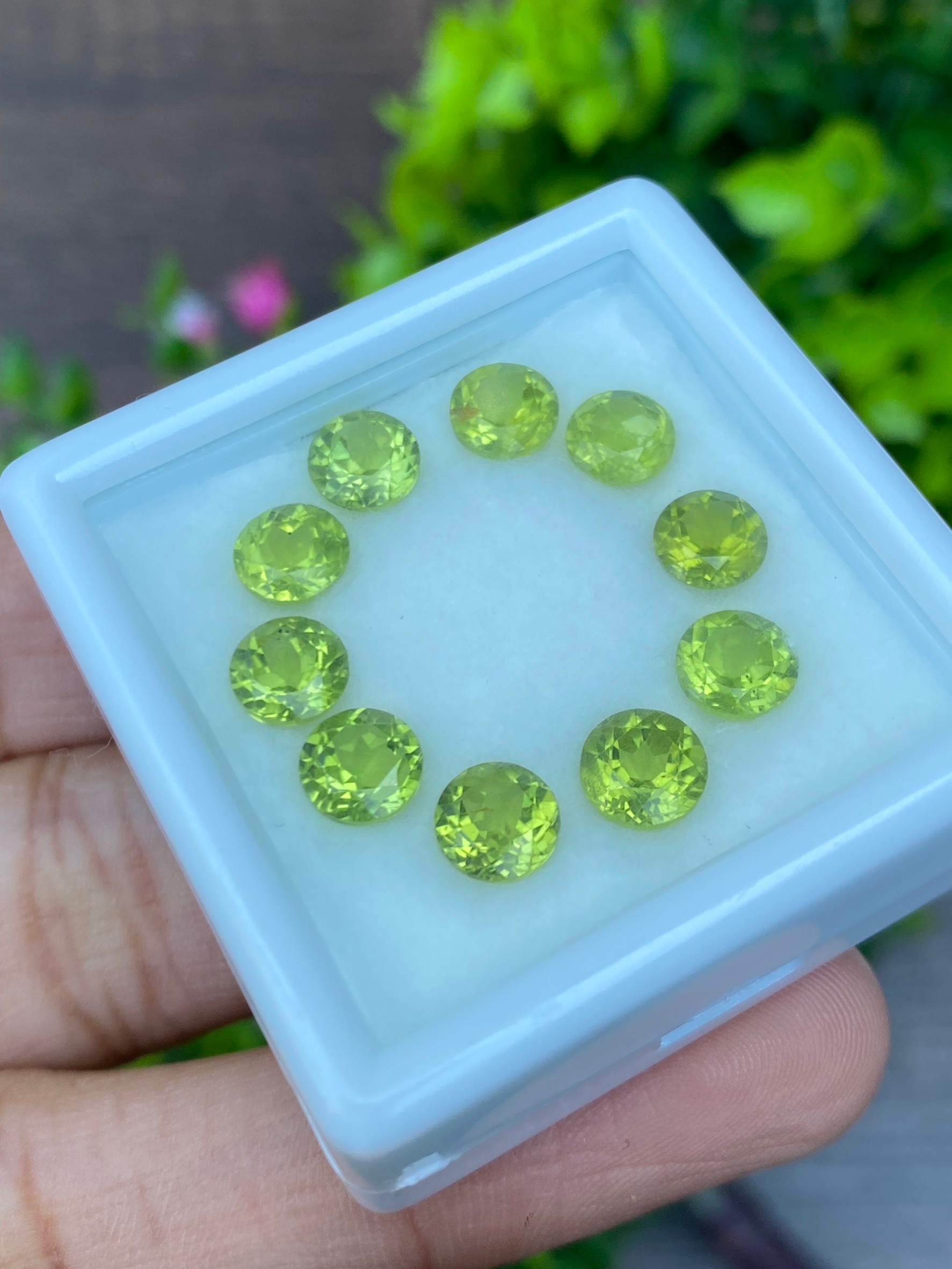 พลอย เพอริดอต Peridot 9.28 กะรัต (Cts.) 10 เม็ด (pcs.) พลอยแท้ อัญมณีมงคลประจําวันเกิด เครื่องประดับพลอย