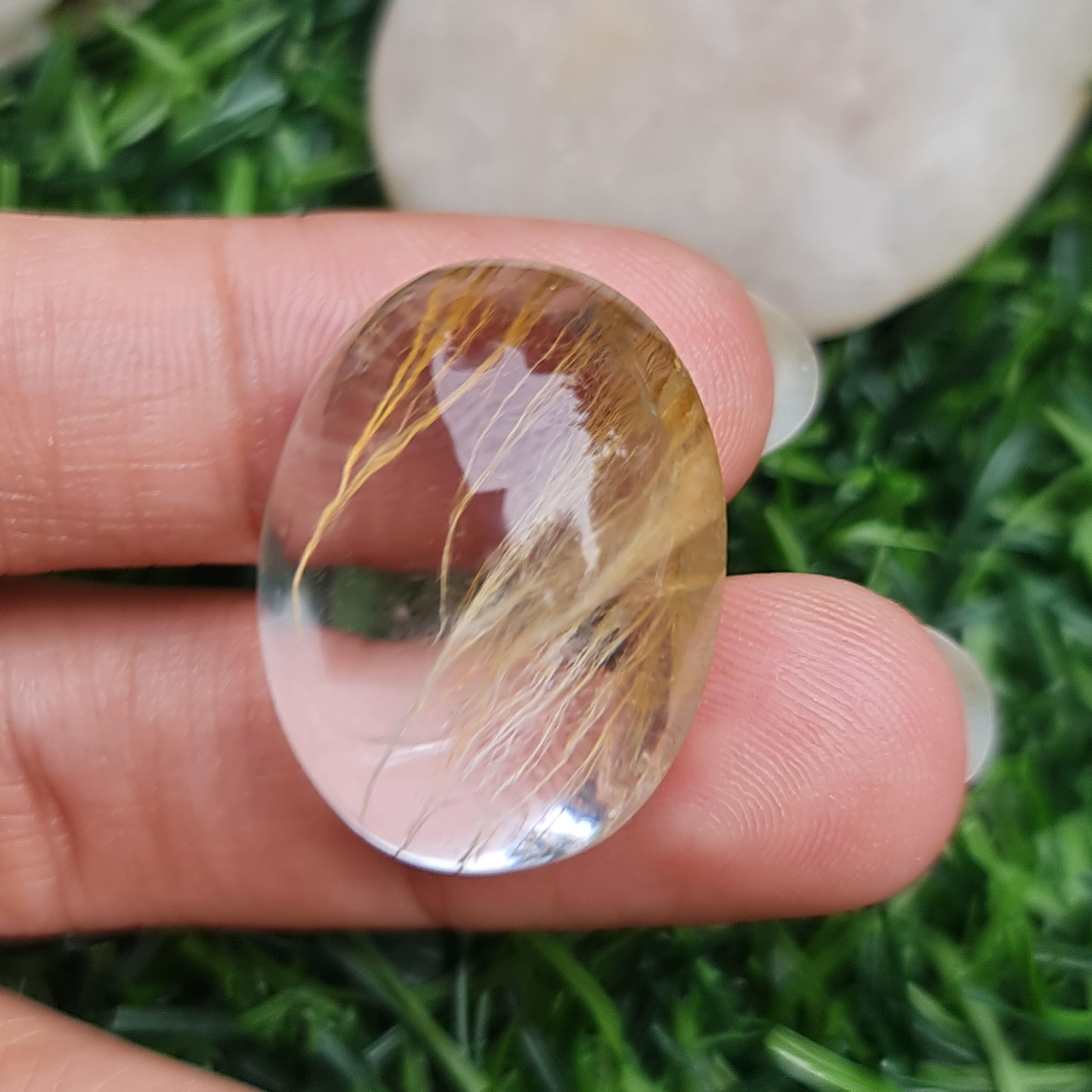 โป่งข่าม ควอตซ์ Rutilated Quartz 50.06 กะรัต Cts. พลอยแท้ อัญมณีมงคลประจําวันเกิด เครื่องประดับพลอย