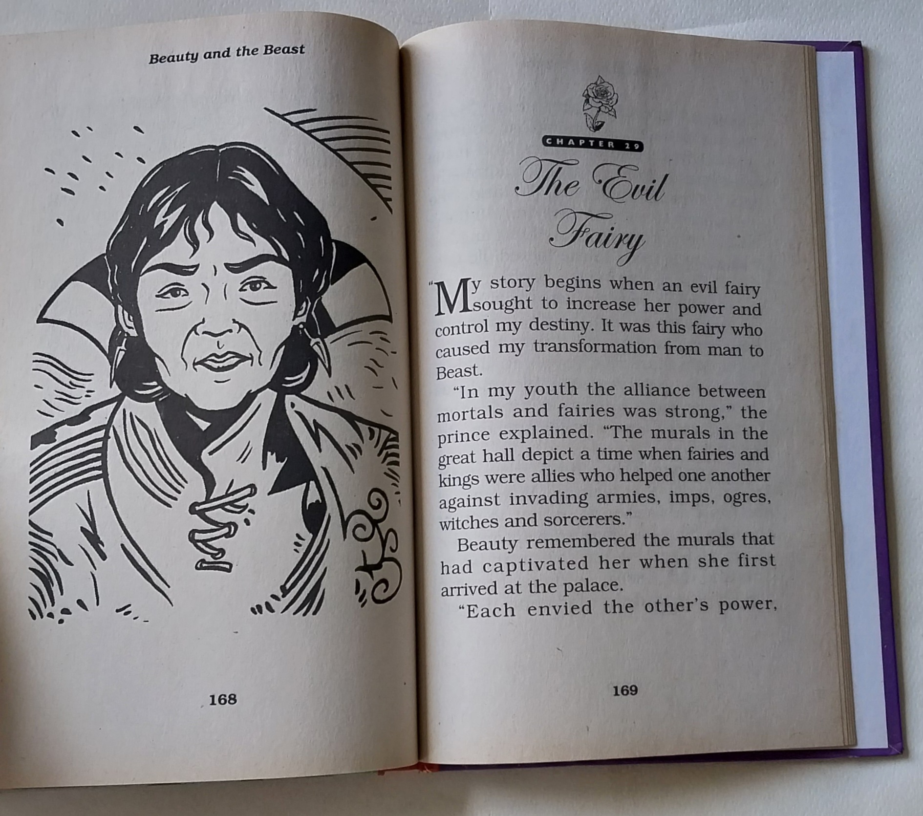 หนังสือนิทานภาษาอังกฤษ สภาพเก่าเก็บ บิวตี้แอนด์บีสต์ ปกแข็ง เนื้อหาขาวดำ พร้อมภาพประกอบทั้งเล่ม Treasury of Illustrated Classics ,Beauty and the Beast ,Madame le Prince de Beaumont,Modern Publishing