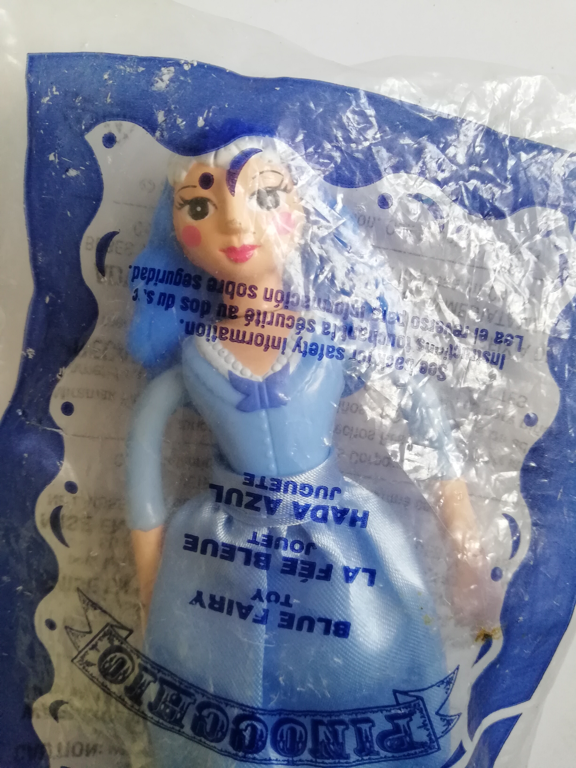 ของเล่น ของสะสม ตุ๊กตานางฟ้า ผู้ใจดี blue fairy จากเรื่อง พิน๊อคชิโอ ของ แมคโดนัลด์ยังไม่แกะแพค เก่าเก็บตามสภาพ กระโปรงเป็นผ้า