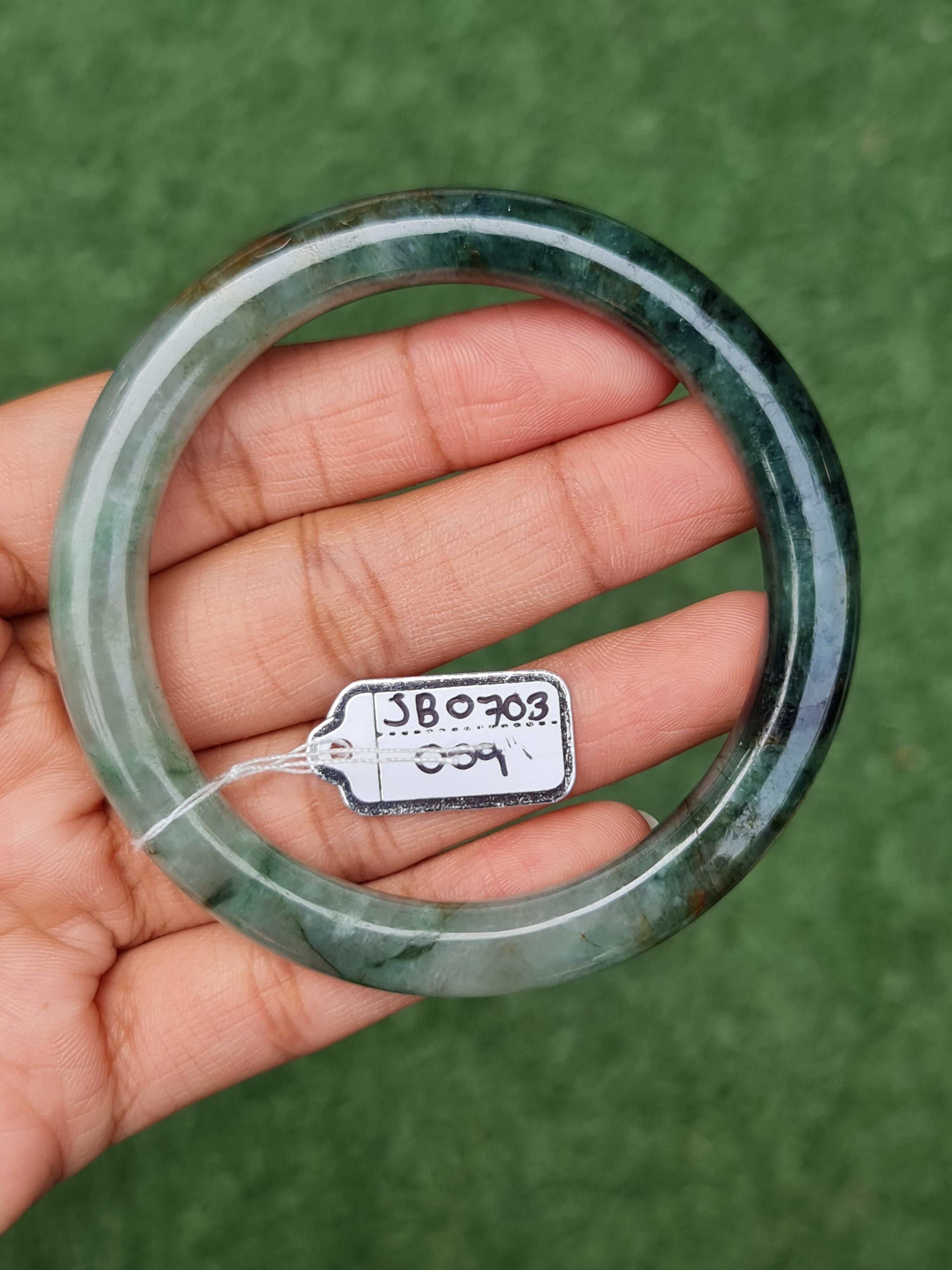 JB0703-009 หยก พม่า แท้ Jade กำไลหยก (Jadeite bracelet) พม่า (Myanmar) 58.4 มม.