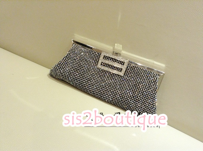 Pre-order กระเป๋าออกงาน Evening Clutch ทรงเก๋ สวยหรู คริสตัลทั้งใบ พร้อมสายสะพายสั้น/ยาว
