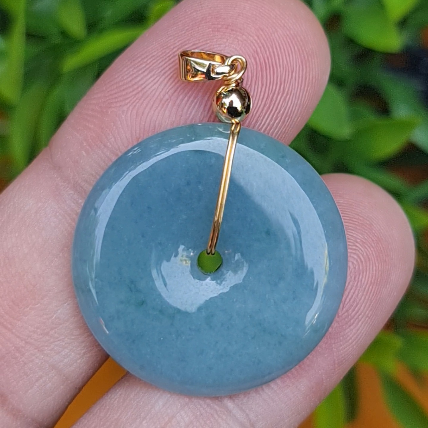 หยก จี้โดนัทหยก 37.0 Cts. (ฺBi Disc Jade) หยกแท้ อัญมณีมงคลประจําวันเกิด เครื่องประดับพลอย