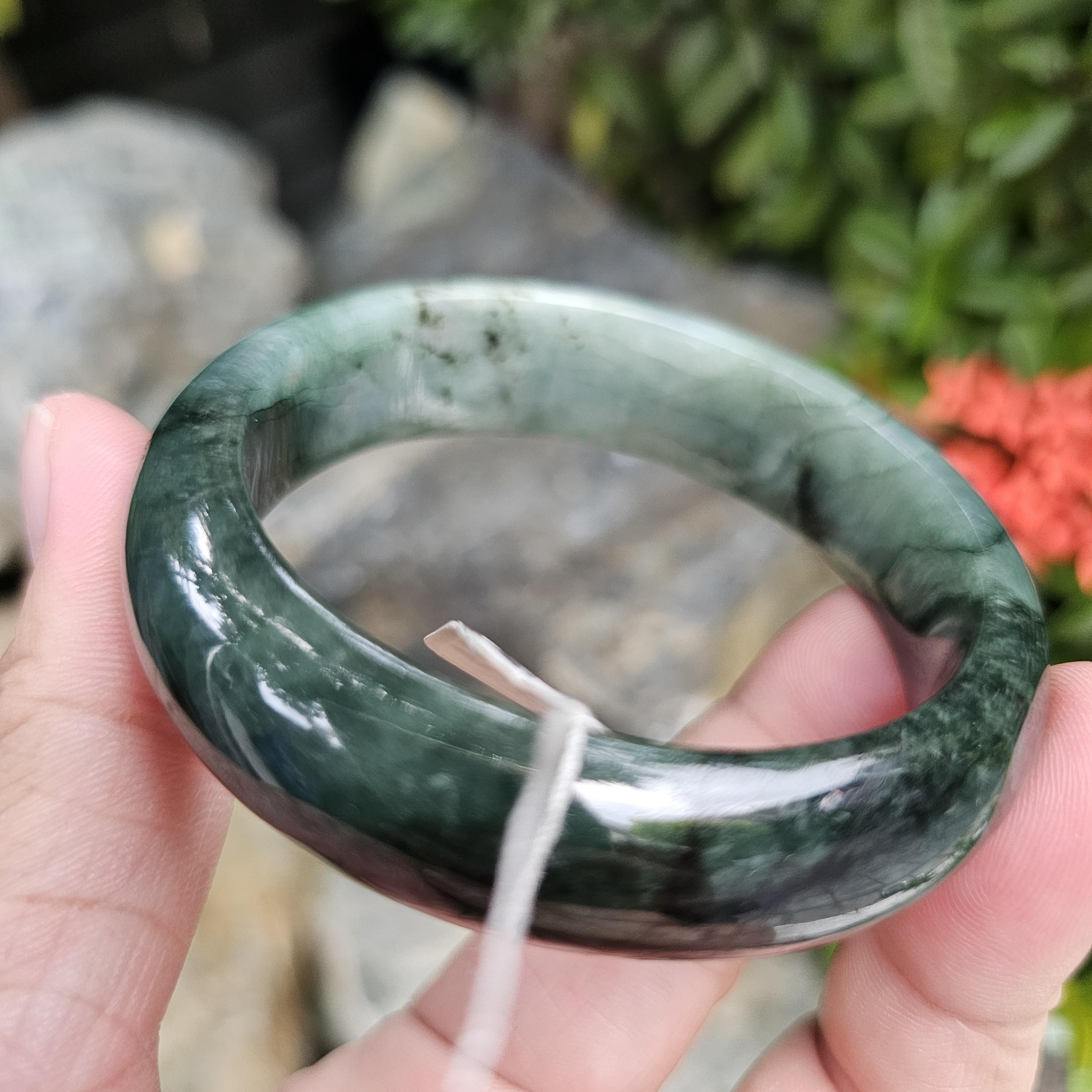 JB6804036 หยก พม่า แท้ Jade กำไลหยก 56.7 มม. (Jadeite bracelet) พม่า (Myanmar)